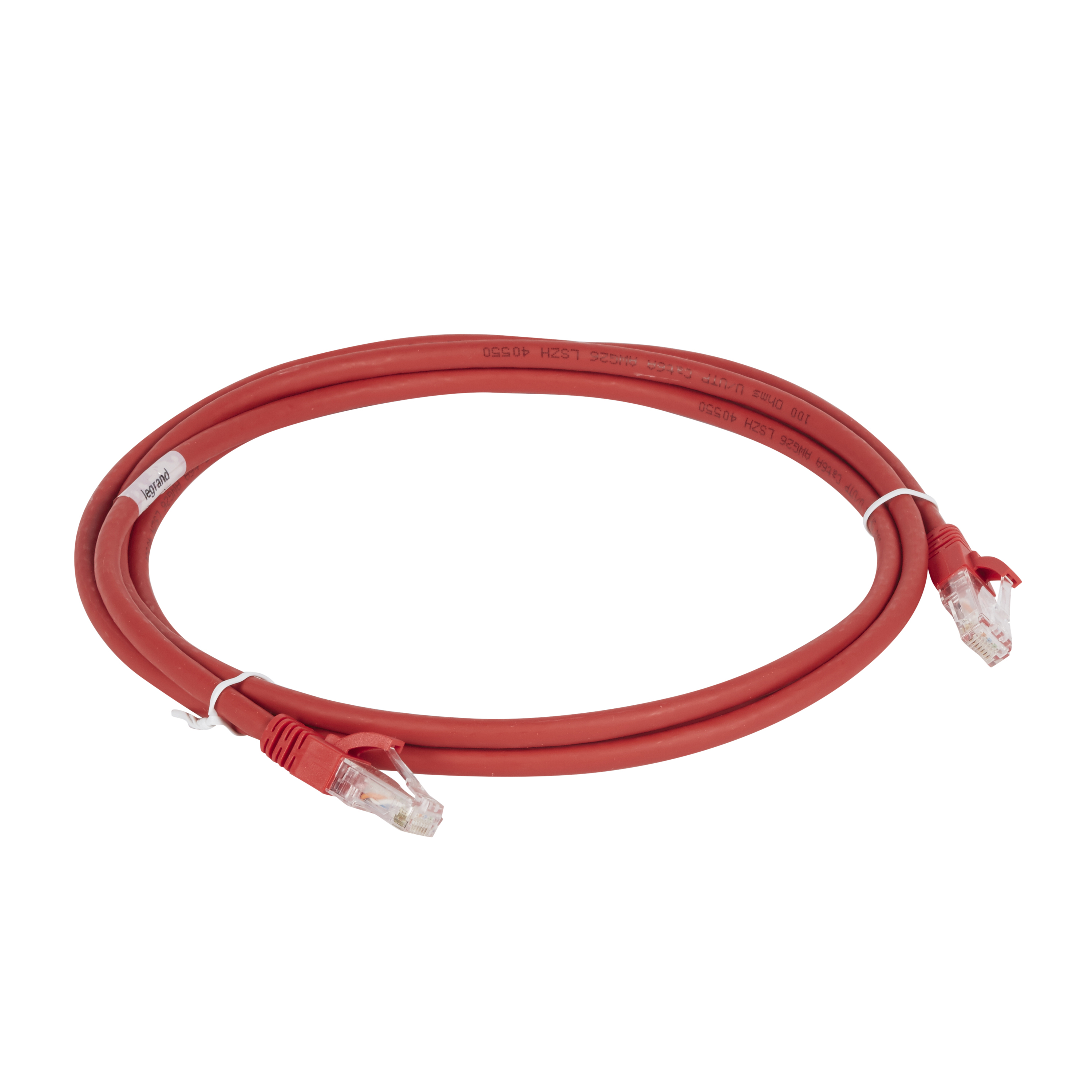 LCS3: kabl za pecovanje, U UTP, CAT 6a, RJ45+RJ45, 100 Oma, crveni, LSOH 2m