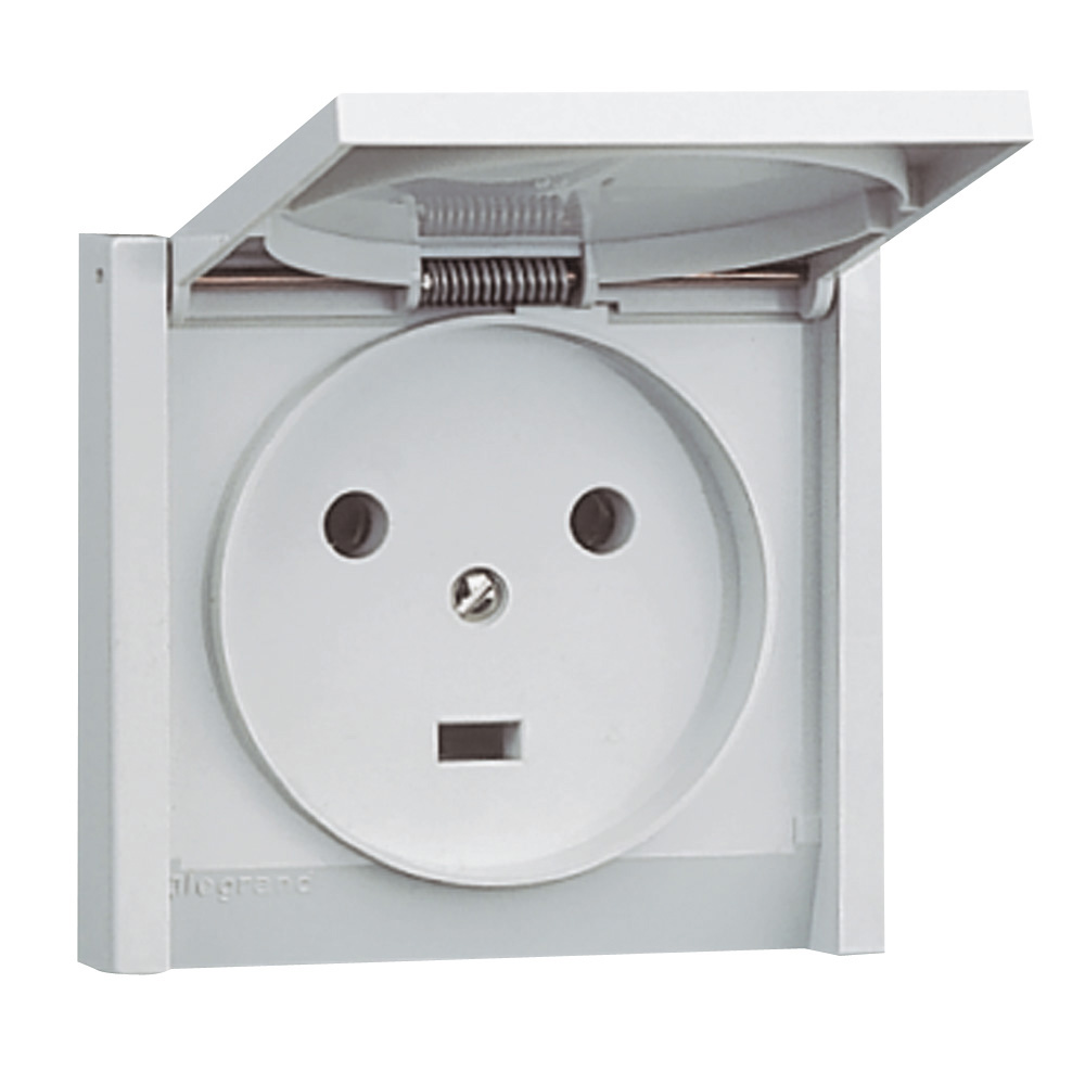 PLEXO N: uticnica 2P+E, 20A, 250V, ugradna, IP 44, vijcani prikljucak, siva