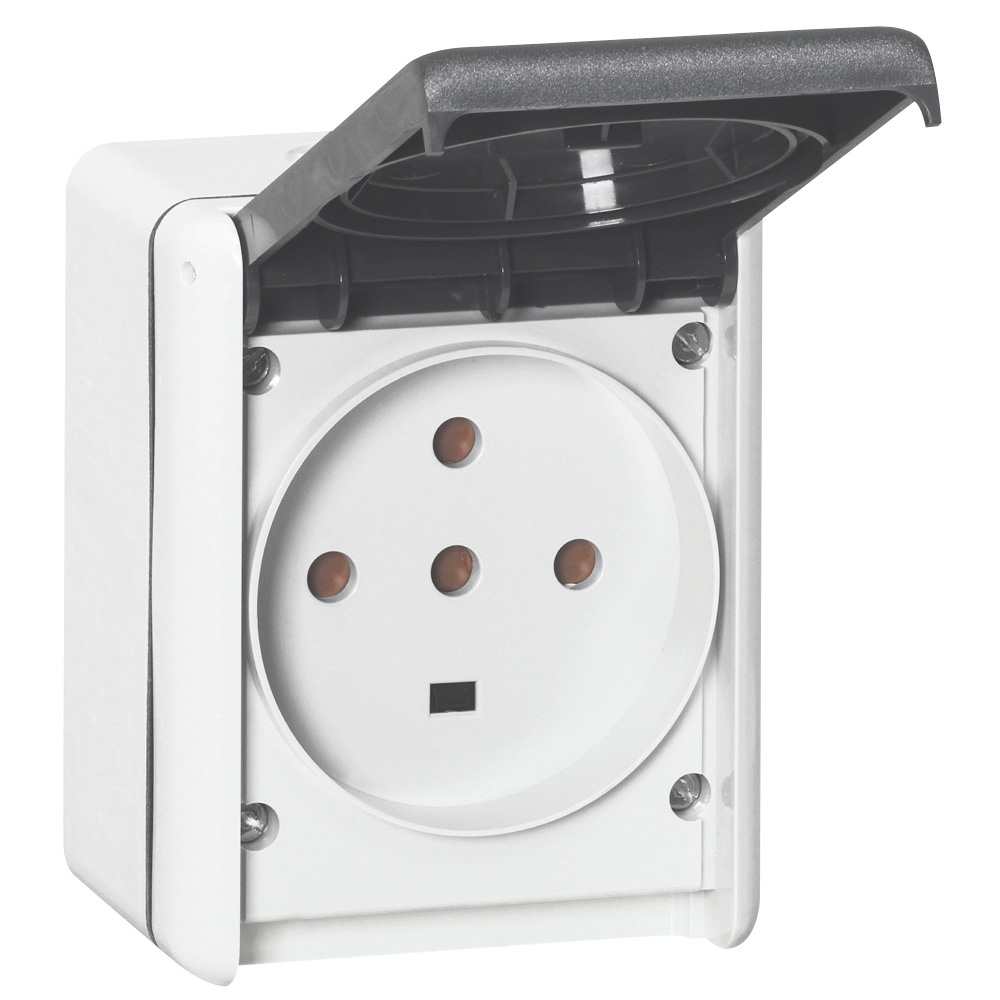 PLEXO N: uticnica 3P+N+E, 32A, 400V, nadgradna, IP 55, vijcani prikljucak, uvodnica 091915 Ø25, siva