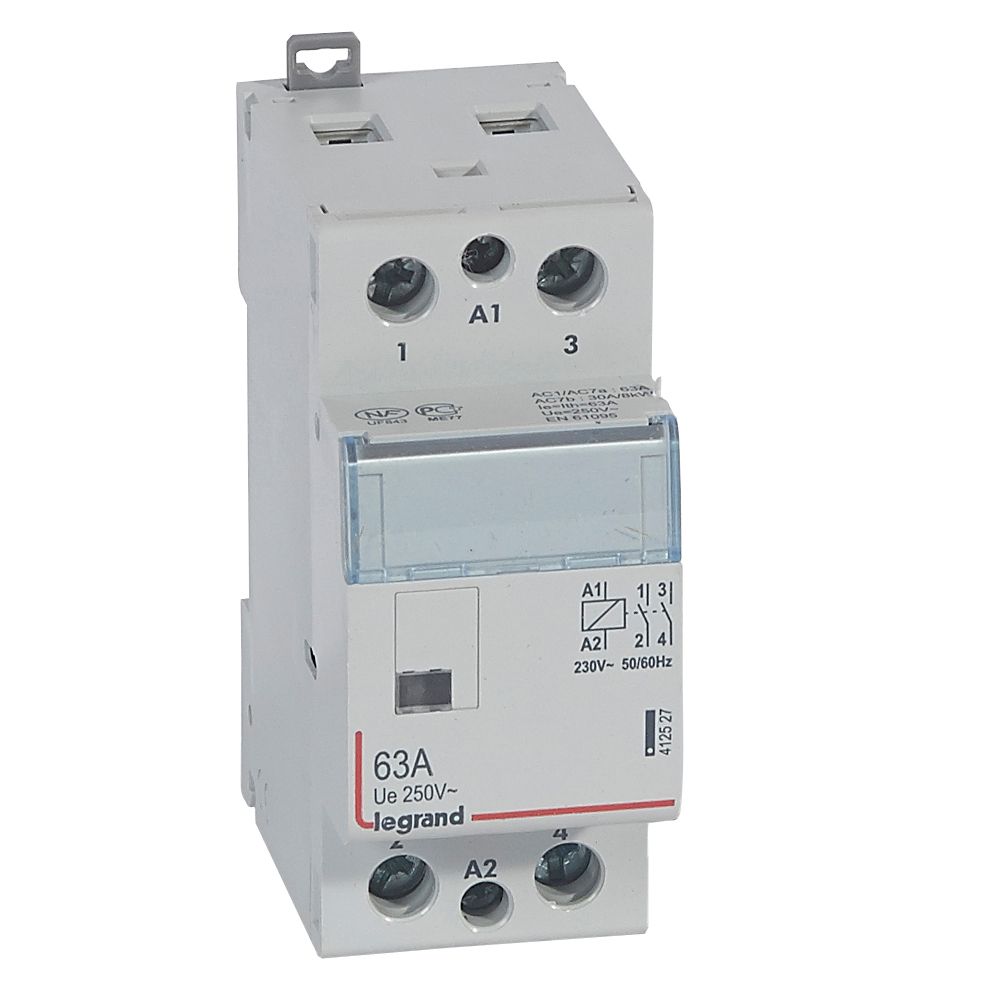 CX3: kontaktor modularni bez rucice, 2P, 63A, kal. 230V AC, 2NO