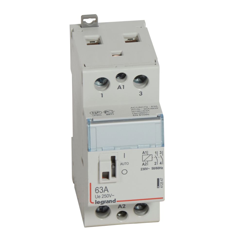 CX3: kontaktor modularni, 2P, 63A, kal. 230V AC, 2NO, sa rucicom