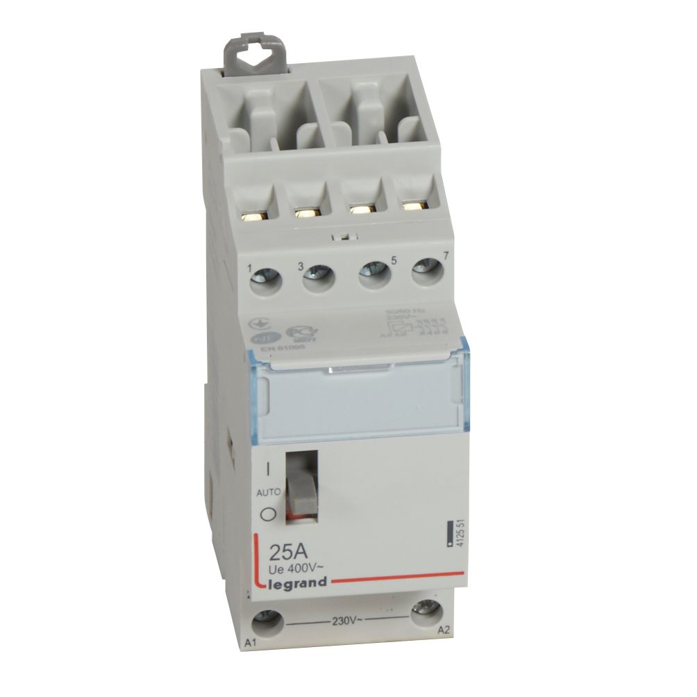 CX3: kontaktor modularni, 4P, 25A, kal. 230V AC, 4NO, sa rucicom