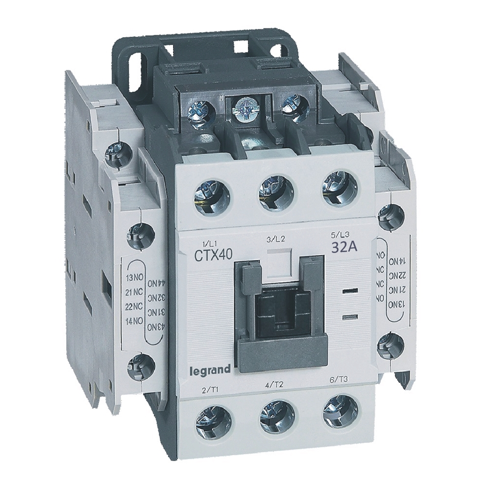 CTX3: kontaktor, 3P, 32A (AC-3), 50A (AC-1), kal. 24V DC, 2NO+2NC