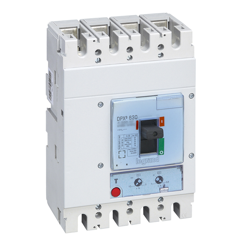 DPX3: kompakt prekidac 630A, 4P, F, FC, In=500A, Un=380/415V (Icu=36kA, Ics=100%Icu), termomagnetna zastitna jedinica (In=500A, Ir=0.8-1In, Im=5...10In)