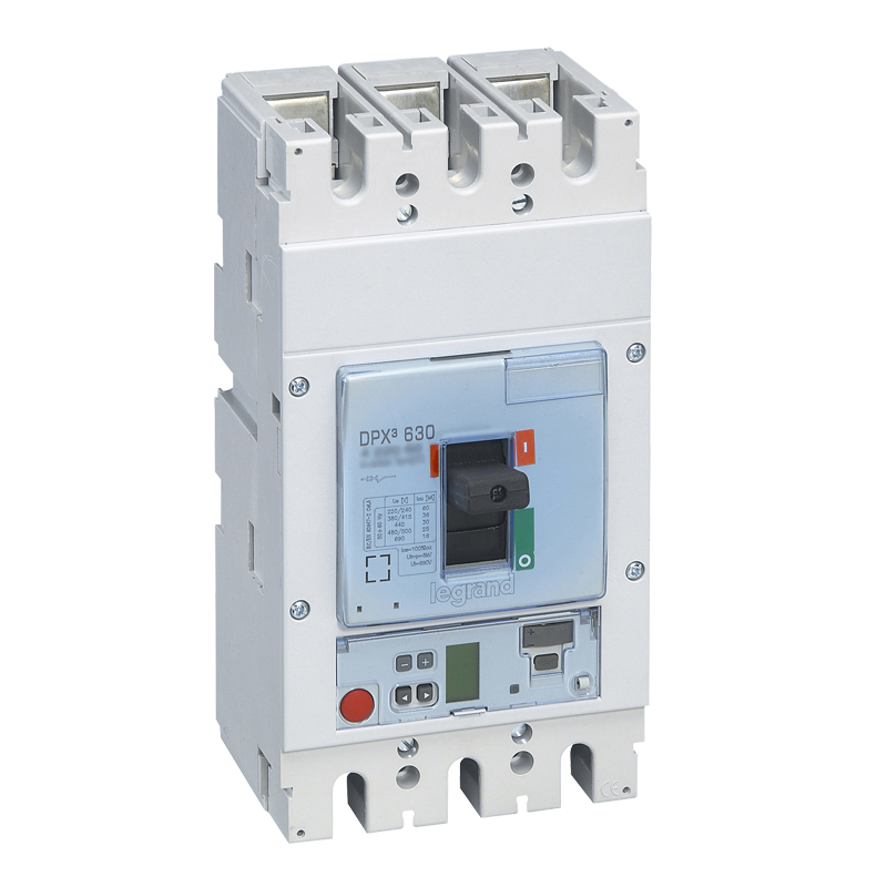 DPX3: kompakt prekidac 630A, 3P, F, FC, In=250A, Un=380/415V (Icu=36kA, Ics=100%Icu), elektronska zastitna jedinica tip S2 (In=250A, Ir=0.4-1In, Isd=1.5...10In, Tr=3…15s, Tsd=0…0.5s, LCD)