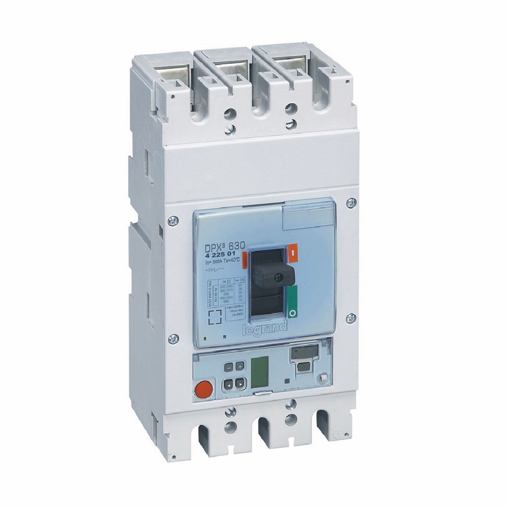 DPX3 630: kompakt prekidac, 3P, F, FC, In=500A, Un=380/415V (Icu=36kA, Ics=100%Icu), elektronska zastitna jedinica S1 (In=500A, Ir=0.4-1In, Isd=1.5...10In)