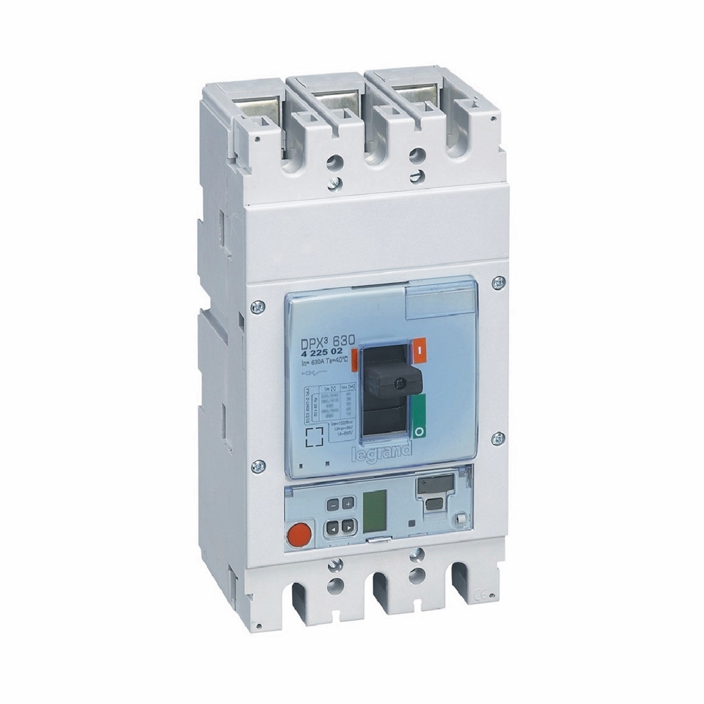 DPX3 630: kompakt prekidac, 3P, F, FC, In=630A, Un=380/415V (Icu=36kA, Ics=100%Icu), elektronska zastitna jedinica S1 (In=630A, Ir=0.4-1In, Isd=1.5...10In)