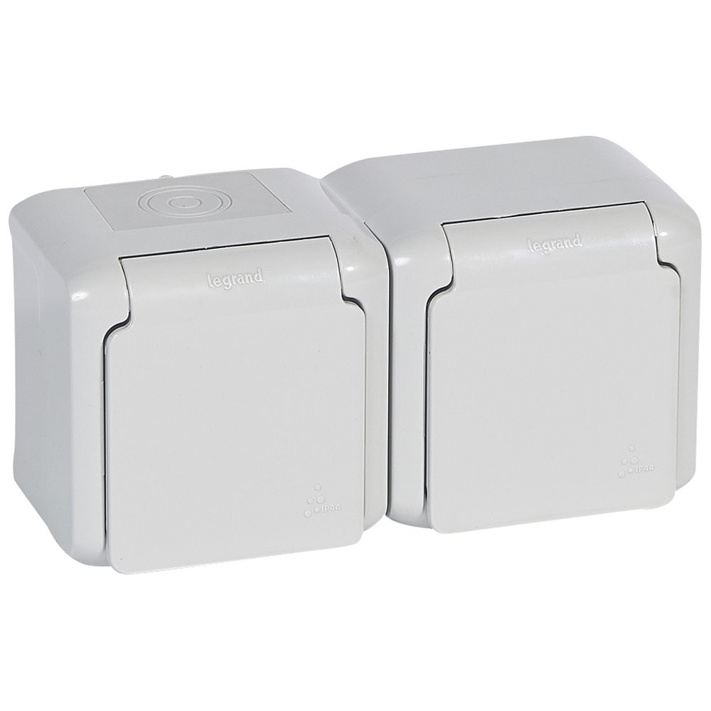 FORIX: dupla OG uticnica 2P+E, 16A, IP44, siva