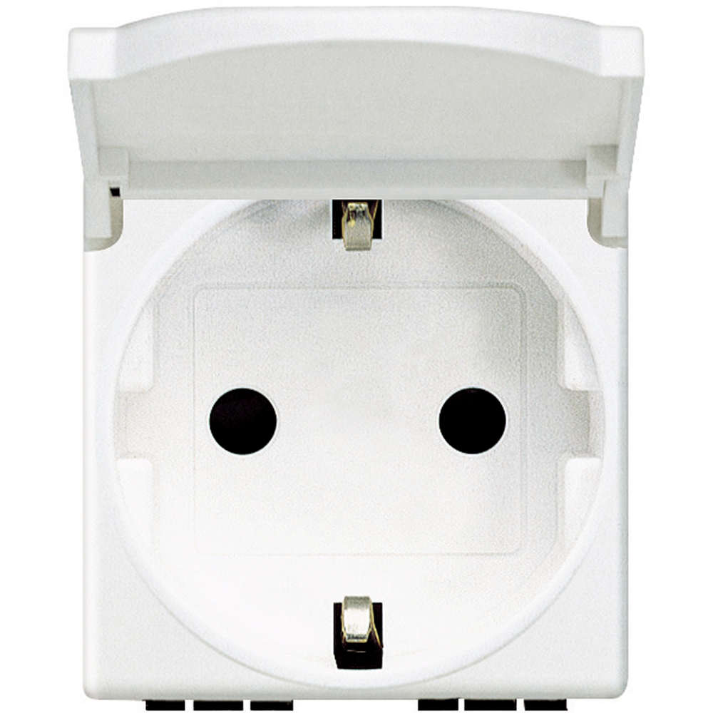 Living Light: 2M uticnica sa poklopcem, 2P+E 16A, 250V, Nem.std., bela
