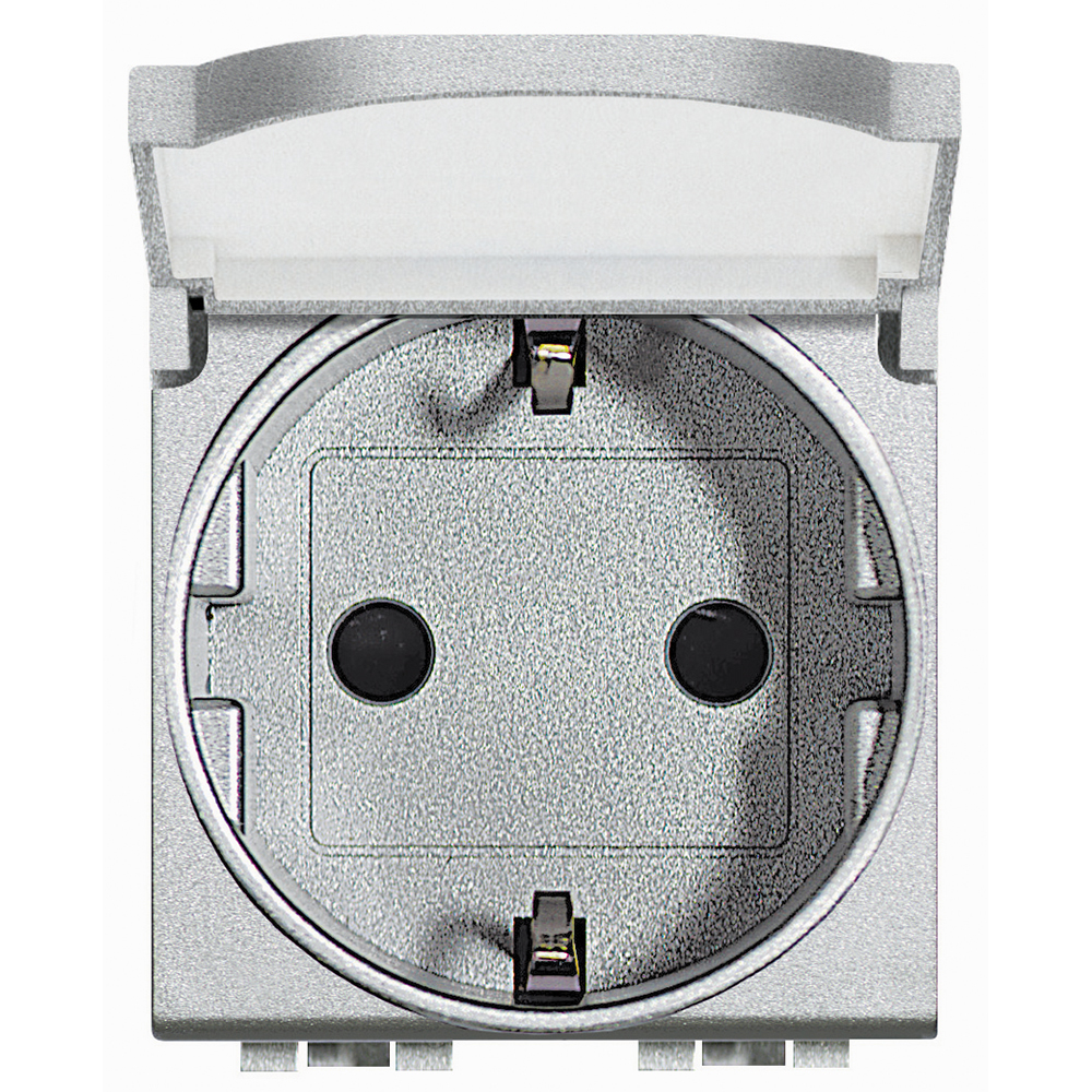 Living Light: 2M uticnica sa poklopcem, 2P+E 16A, 250V, Nem.std., aluminijum