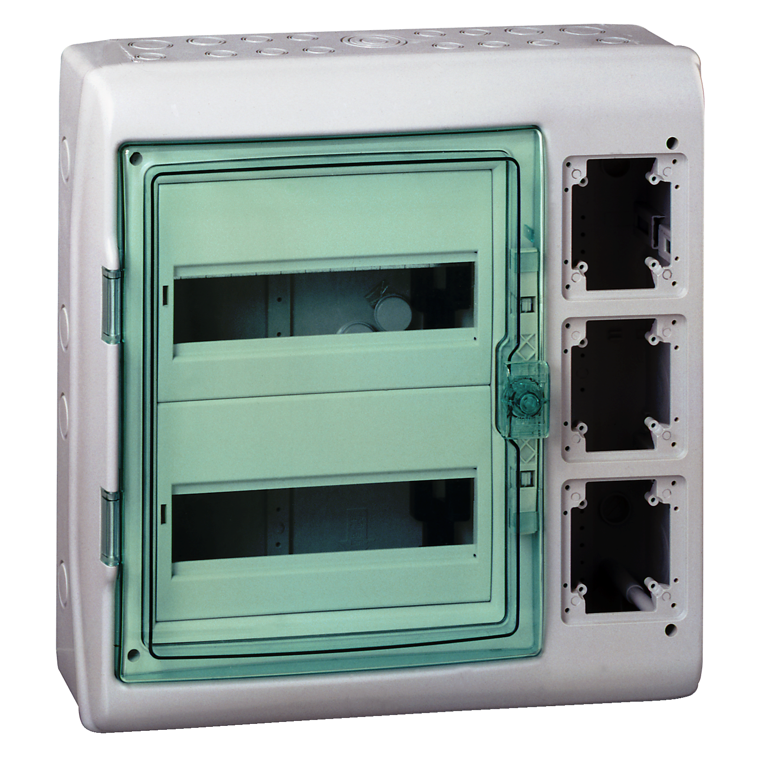 Mureva orman: kuciste za 3 Mureva PK uticnice i 2x12 modula (18mm), sa klemama, 460x448x160mm, IP65