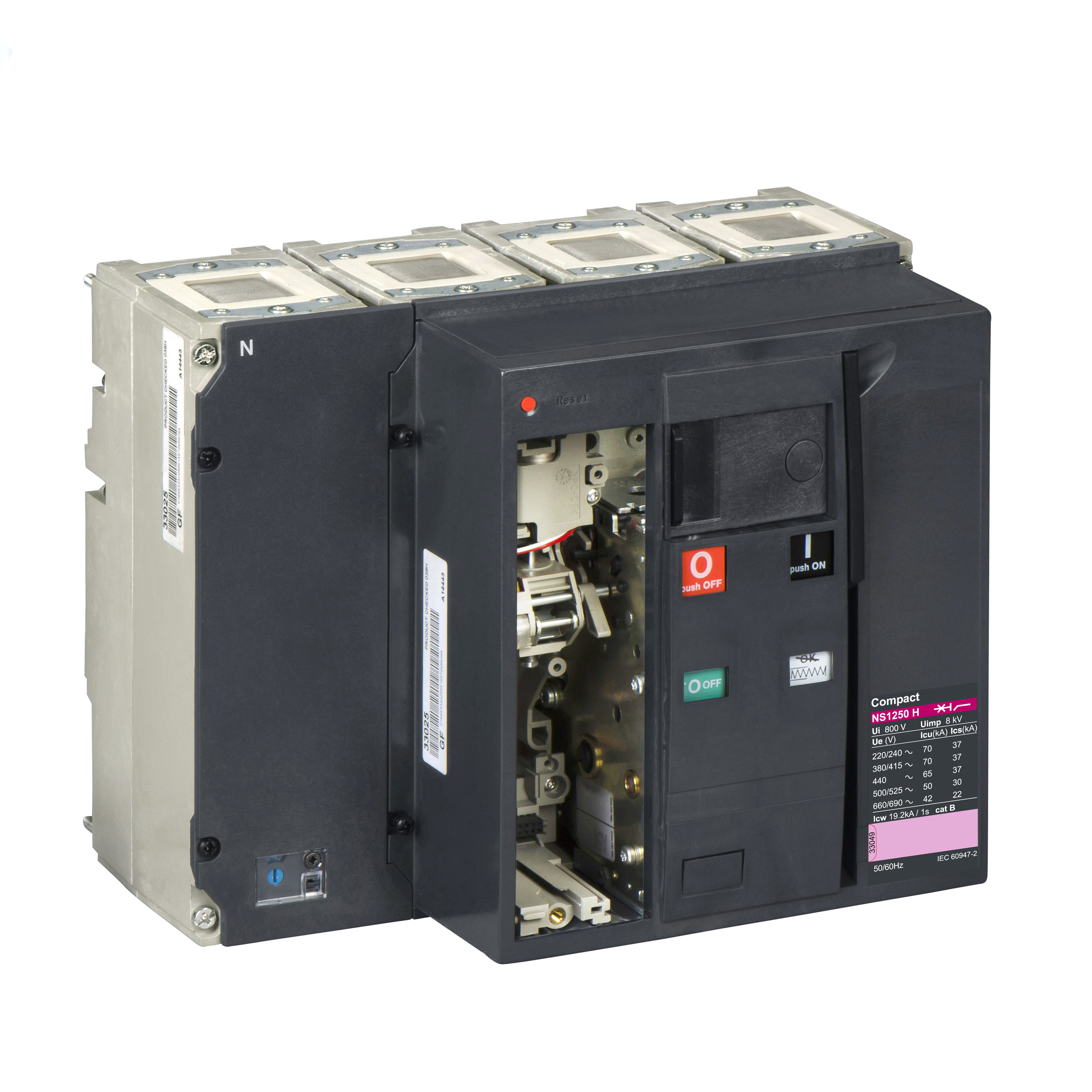Telo prekidaca Compact NS1250-H, 4P, F, In=1250A, Un=220/415V AC, Icu=70kA, sa motornim pogonom