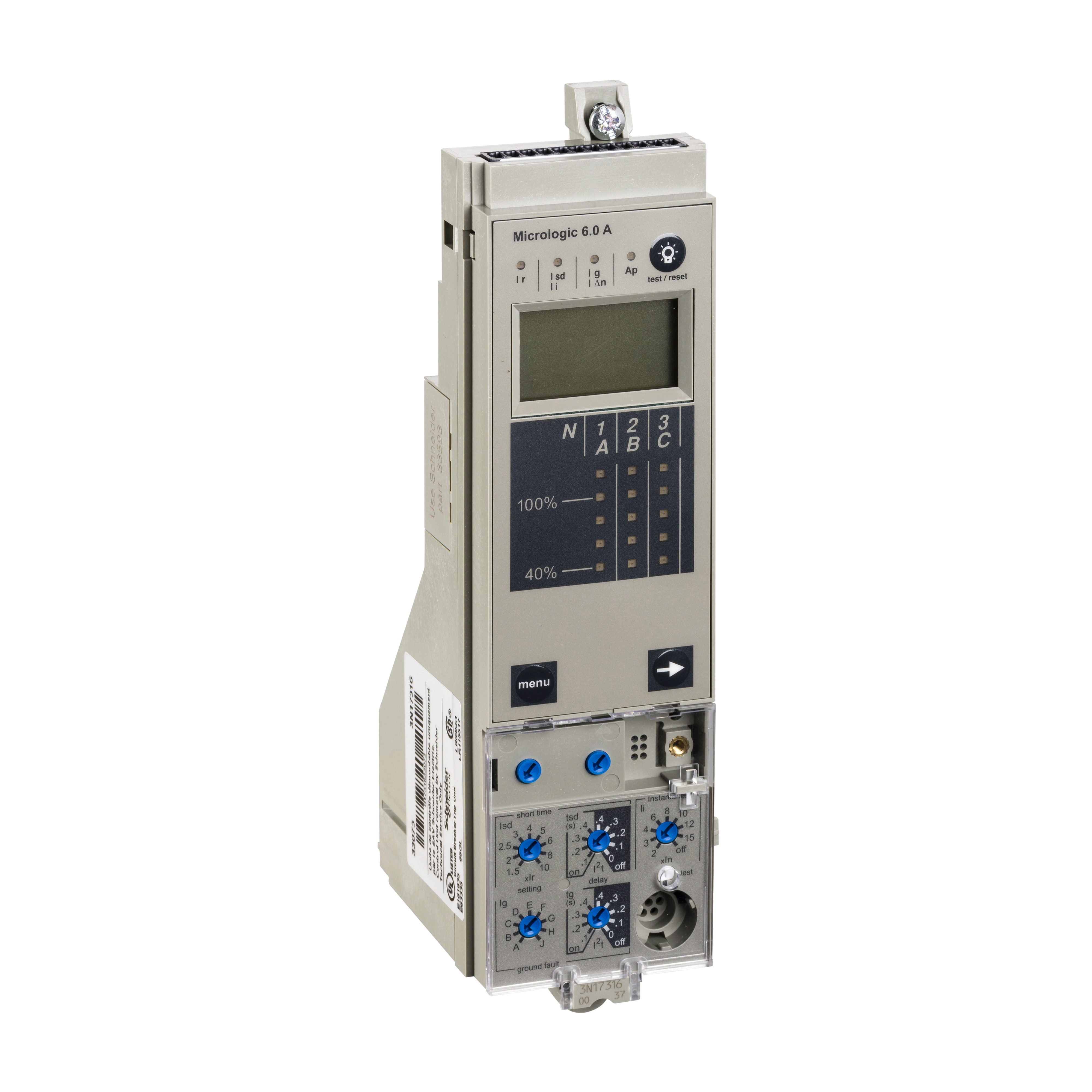 Zastitna jedinica "Micrologic 6.0 A" (selektivna + zemljospojna zastita) (prikaz struja)