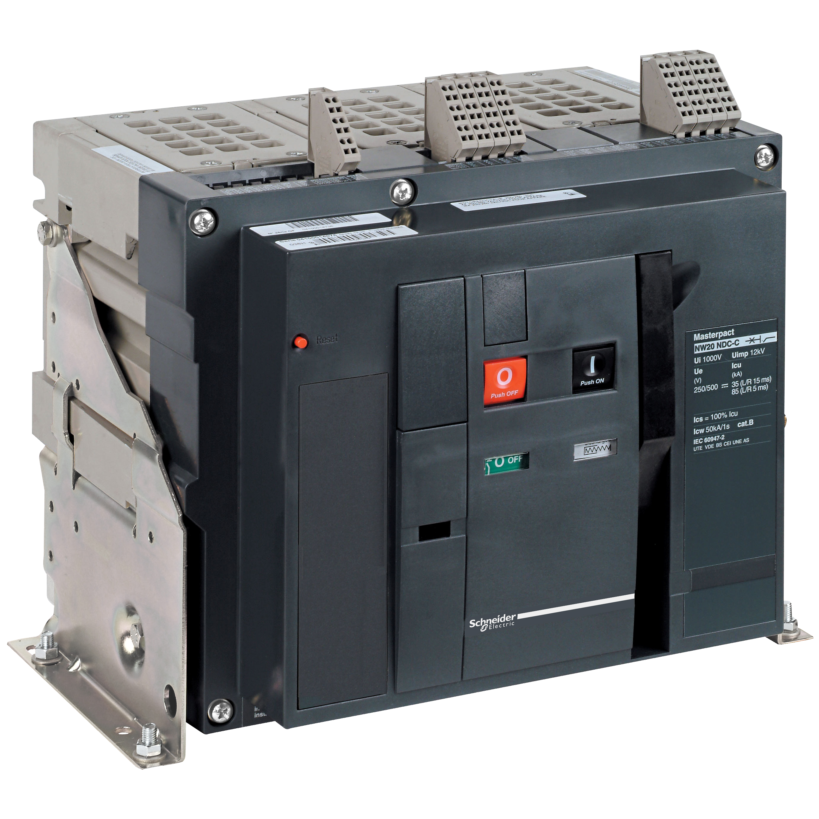 Rastavljac snage MASTERPACT NW08-NA, 3P, F, In=800A, Un=220/415V AC (Icm=88kA, Icw-1s=42kA), 4 preklopna kontakta signala stanja (OF)