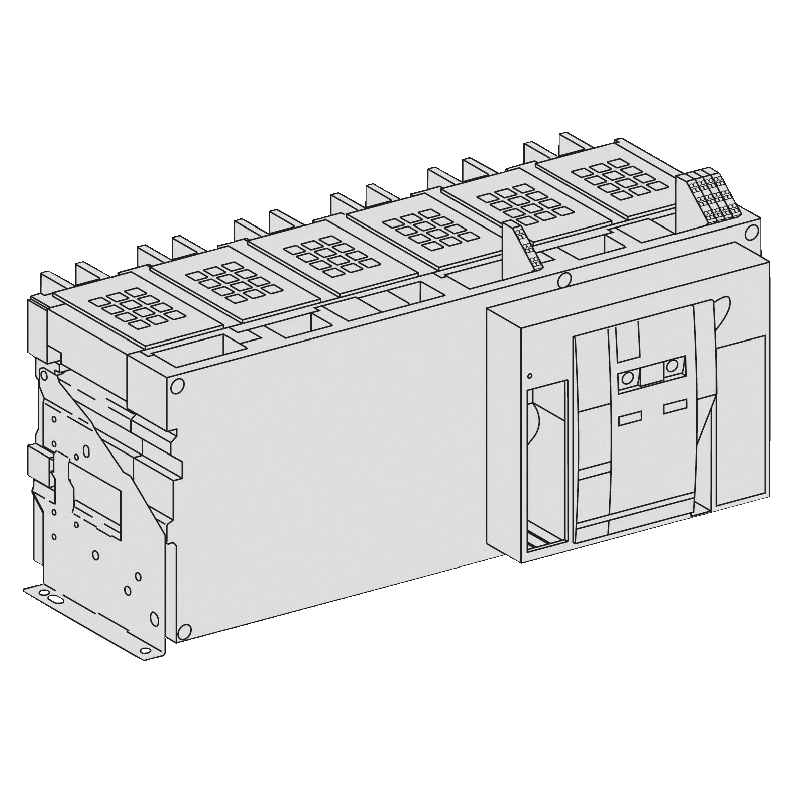 Telo prekidaca MASTERPACT NW40b-H2, 3P, F, In=4000A, Un=220/415V AC (Icu=150kA, Ics=100%Icu), 4 preklopna kontakta signala stanja (OF), 1 preklopni kontakt signal greske (SDE)