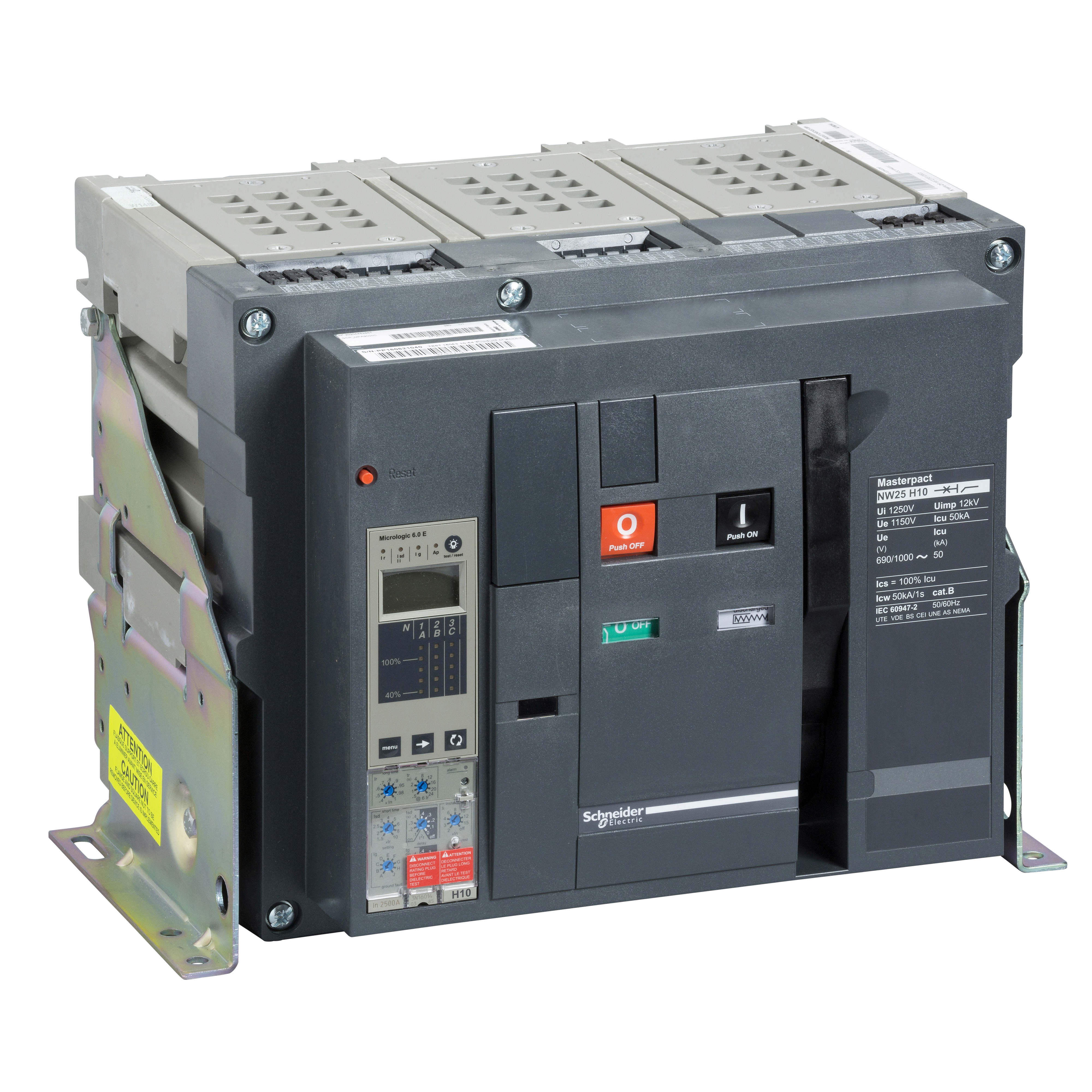 Telo prekidaca MASTERPACT NW08-N1, 3P, DO, In=800A, Un=220/415V AC (Icu=42kA, Ics=100%Icu), 4 preklopna kontakta signala stanja (OF), 1 preklopni kontakt signal greske (SDE) i poklopac komora za gasenje luka