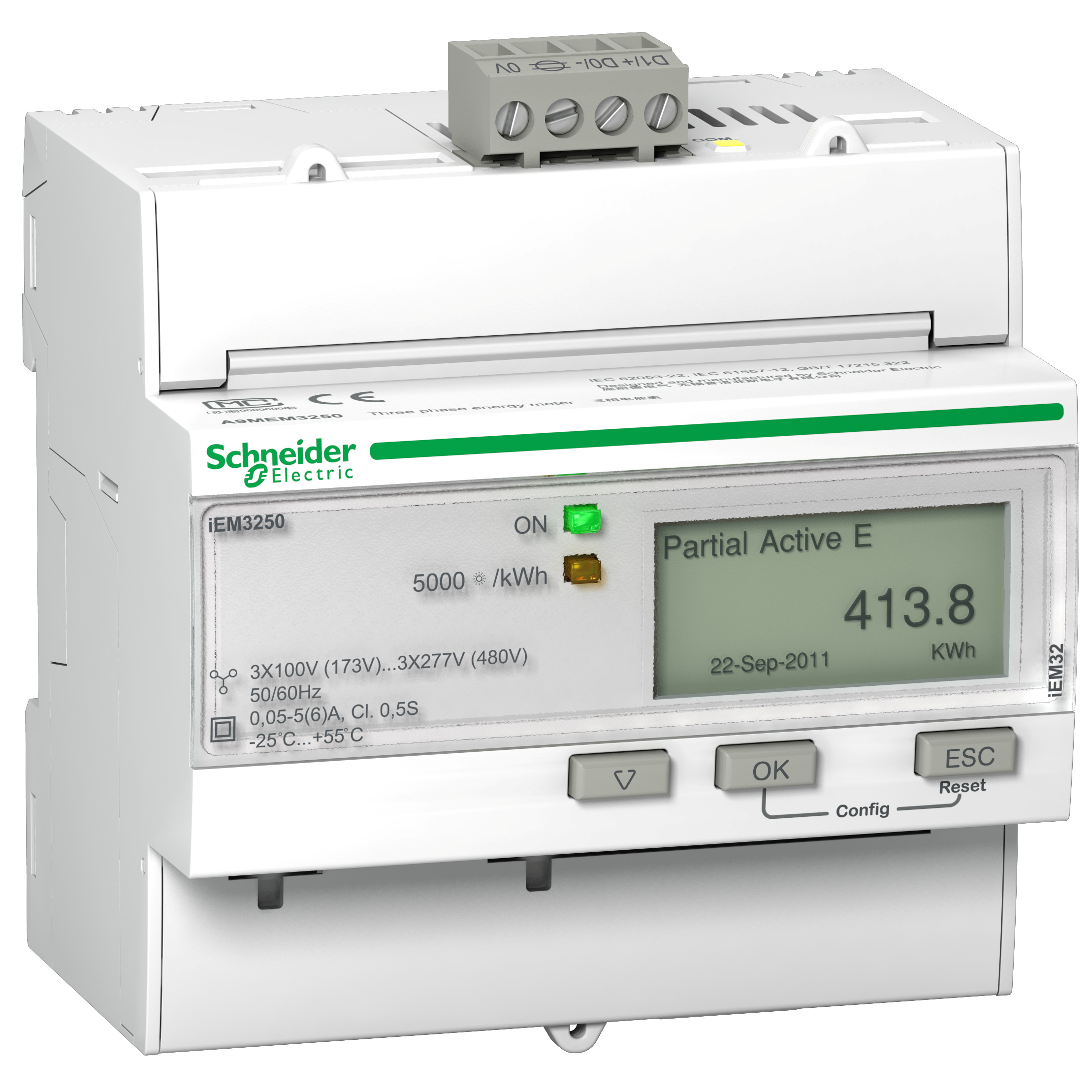 iEM3250: digitalno brojilo (kWh, kW, I, U), modularno, strujni trafo x/1A,5A, Modbus RS485