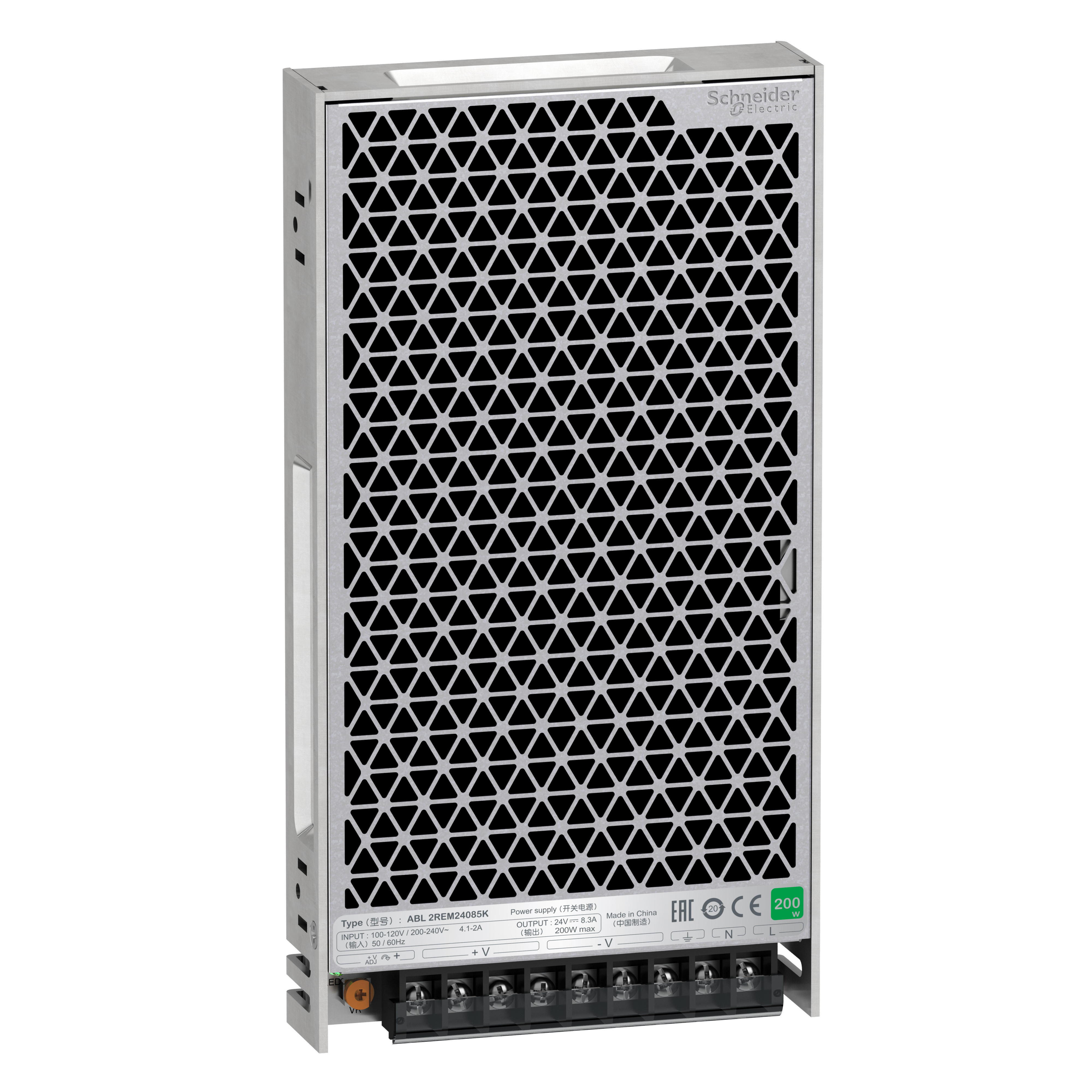 Easy Modicon ABL2: monofazno napajanje - regulisani prekidacki DC izvor, 100..120VAC - 200...240VAC/24V DC: 200W, 8.3A, IP20