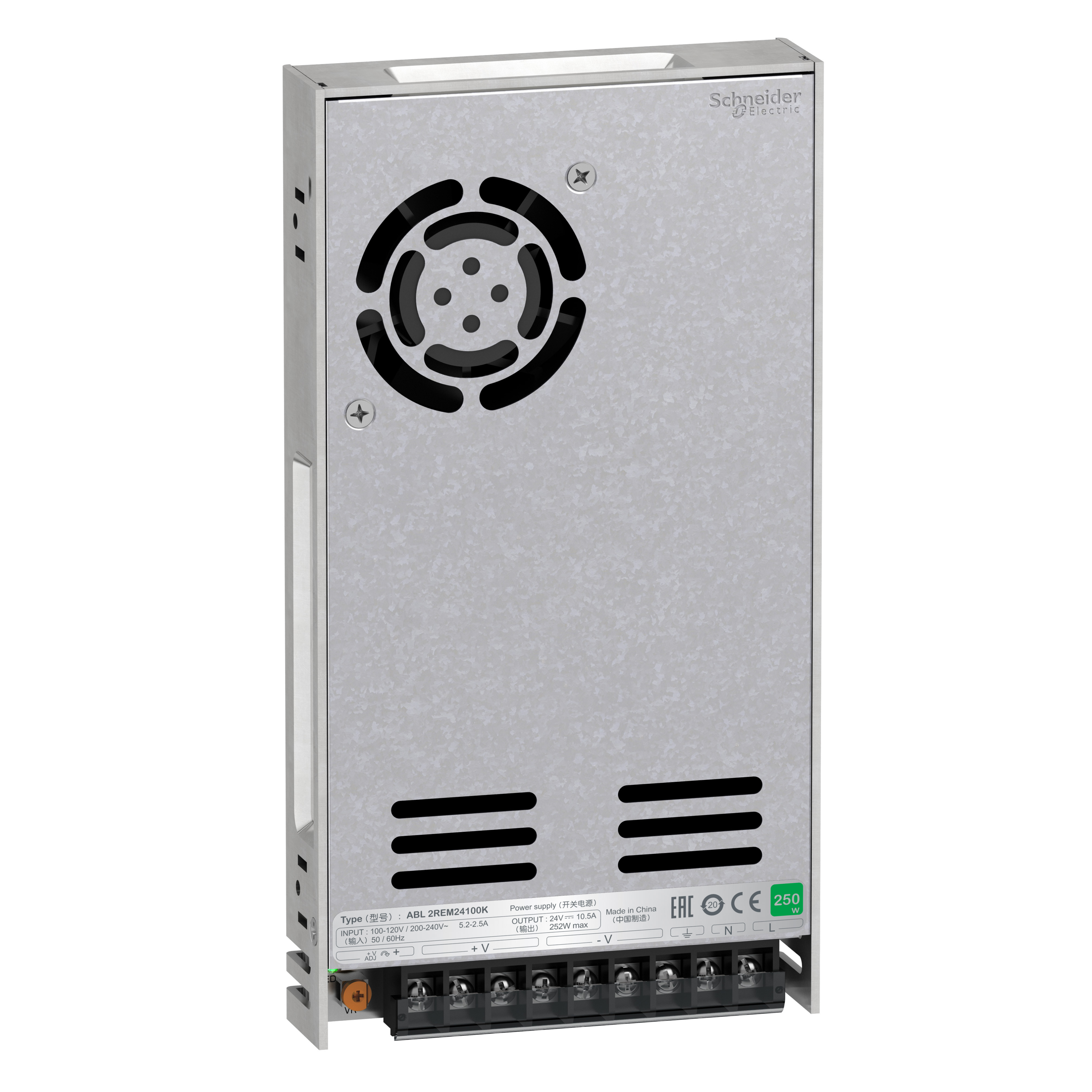 Easy Modicon ABL2: monofazno napajanje - regulisani prekidacki DC izvor, 100..120VAC - 200...240VAC/24V DC: 252W, 10.5A, IP20