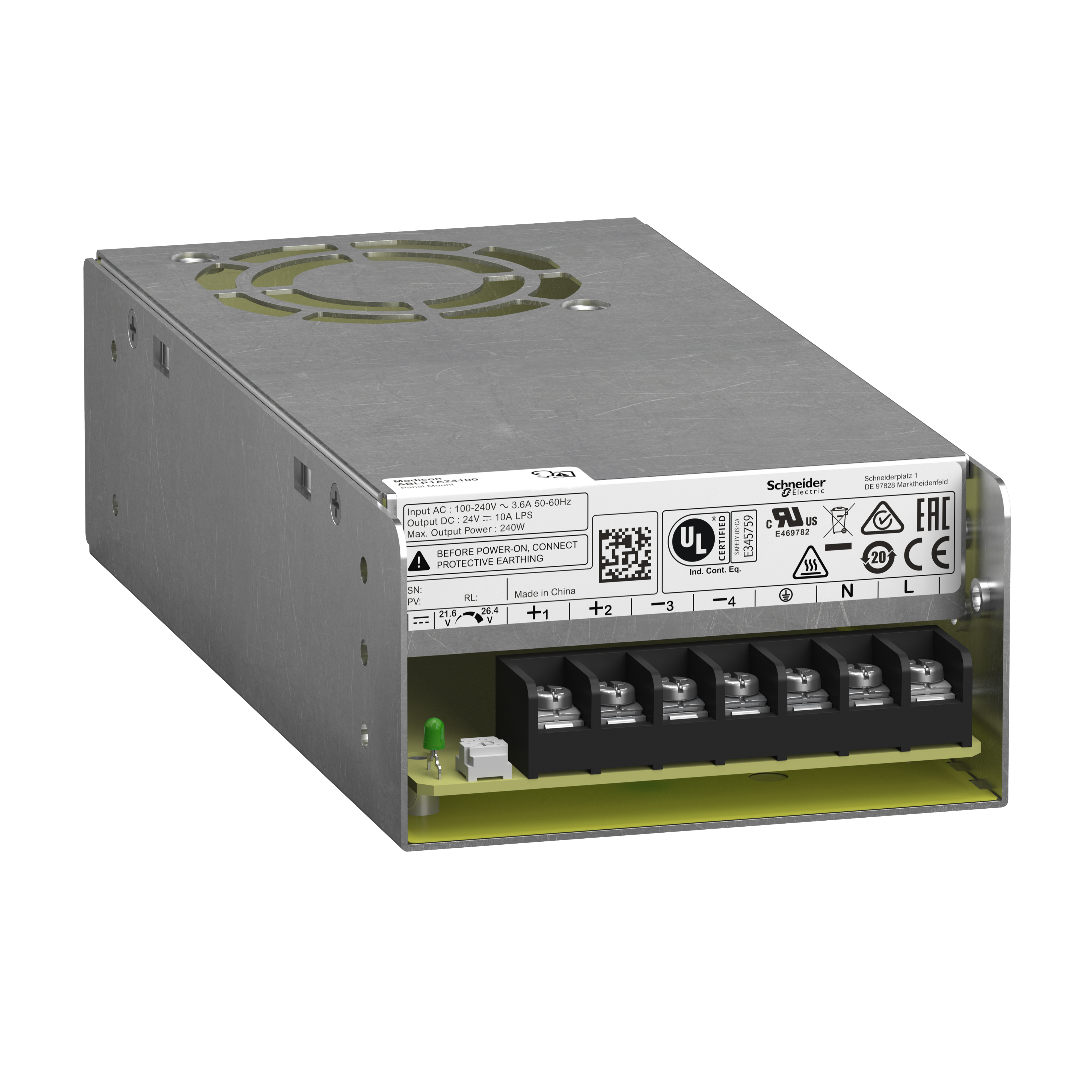 ABLP: monofazno napajanje - regulisani prekidacki DC izvor, 100...240VAC/24V DC: 240W, 10A, montaza na plocu