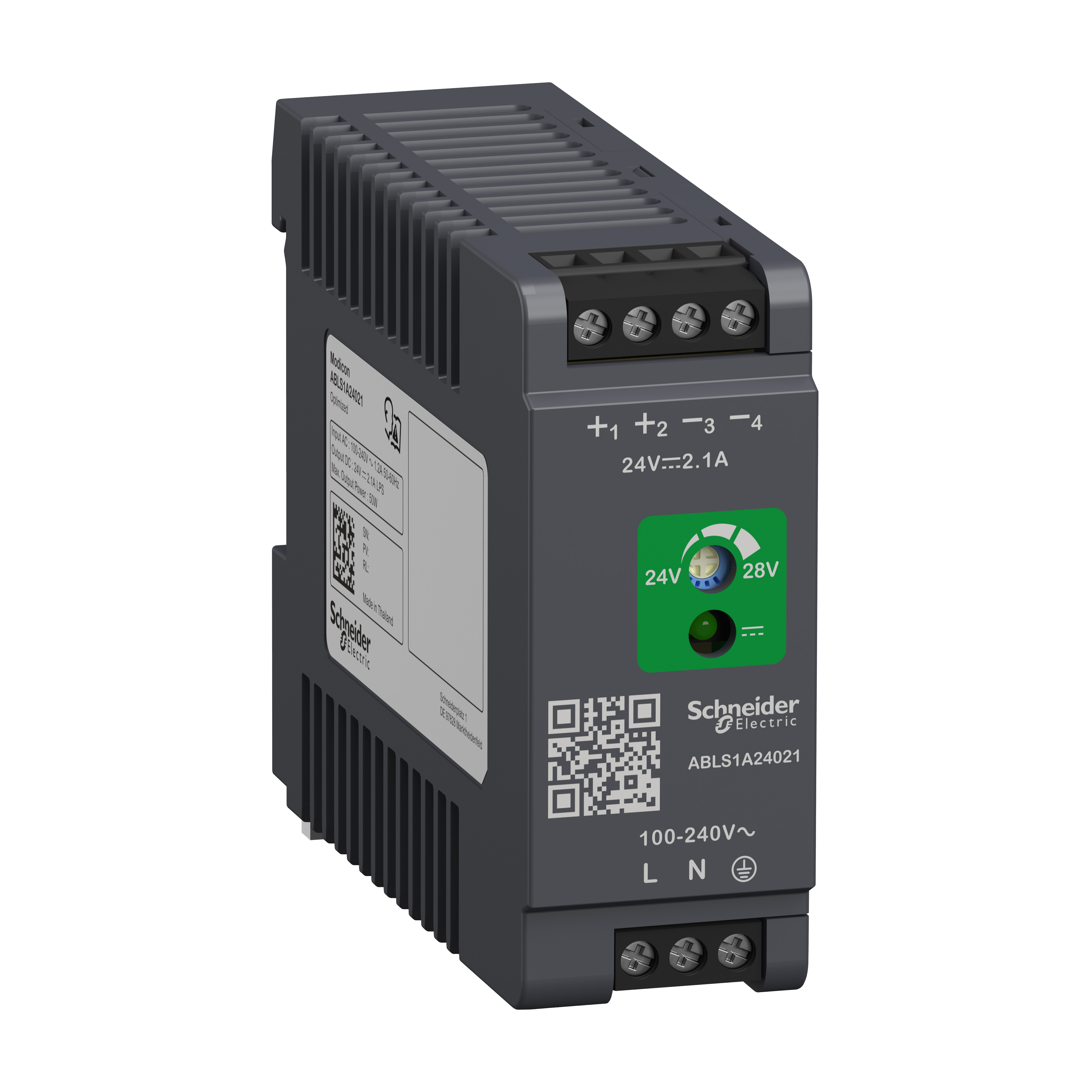 ABLS: monofazno napajanje - regulisani prekidacki DC izvor, 100...240VAC/24V DC: 50W, 2.1A, optimizovano kuciste