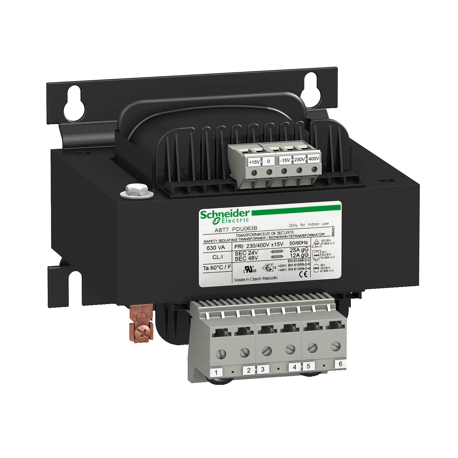 Transformator, mono, 230-400/2x24 V, 630VA
