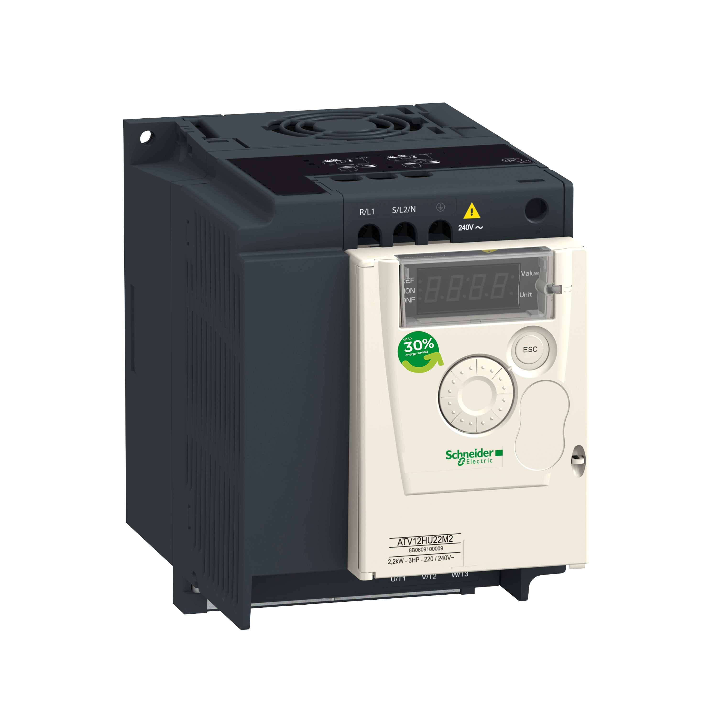 Altivar 12: frekventni regulator brzine trofaznih asinhronih motora (P=1.5kW), 1F, 200...240V AC, sa hladnjakom i EMC filtrom