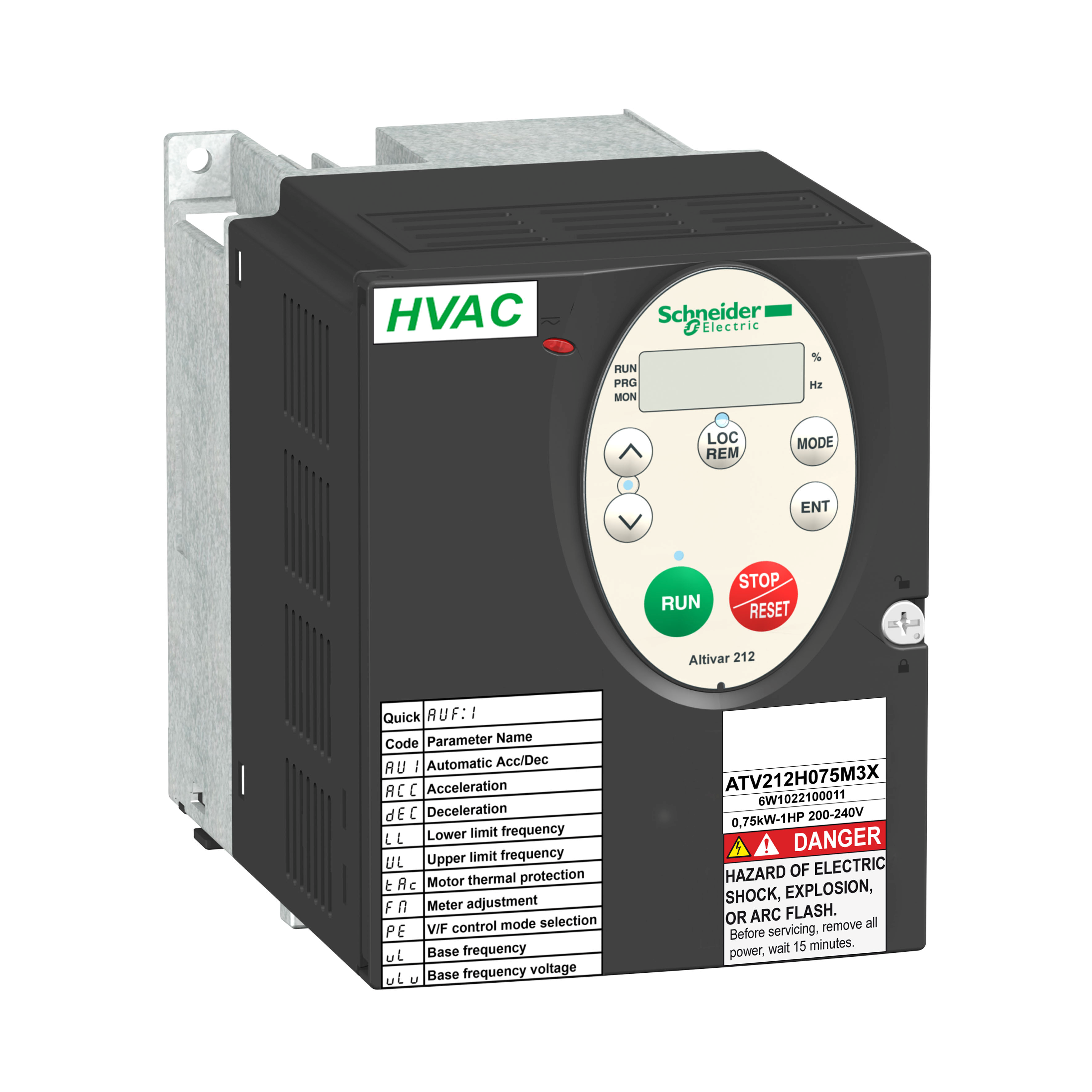 Altivar 212: frekventni regulator brzine trofaznih asinhronih motora (P=0.75kW), 3F, 380...480V AC, sa EMC filterom C2, IP21