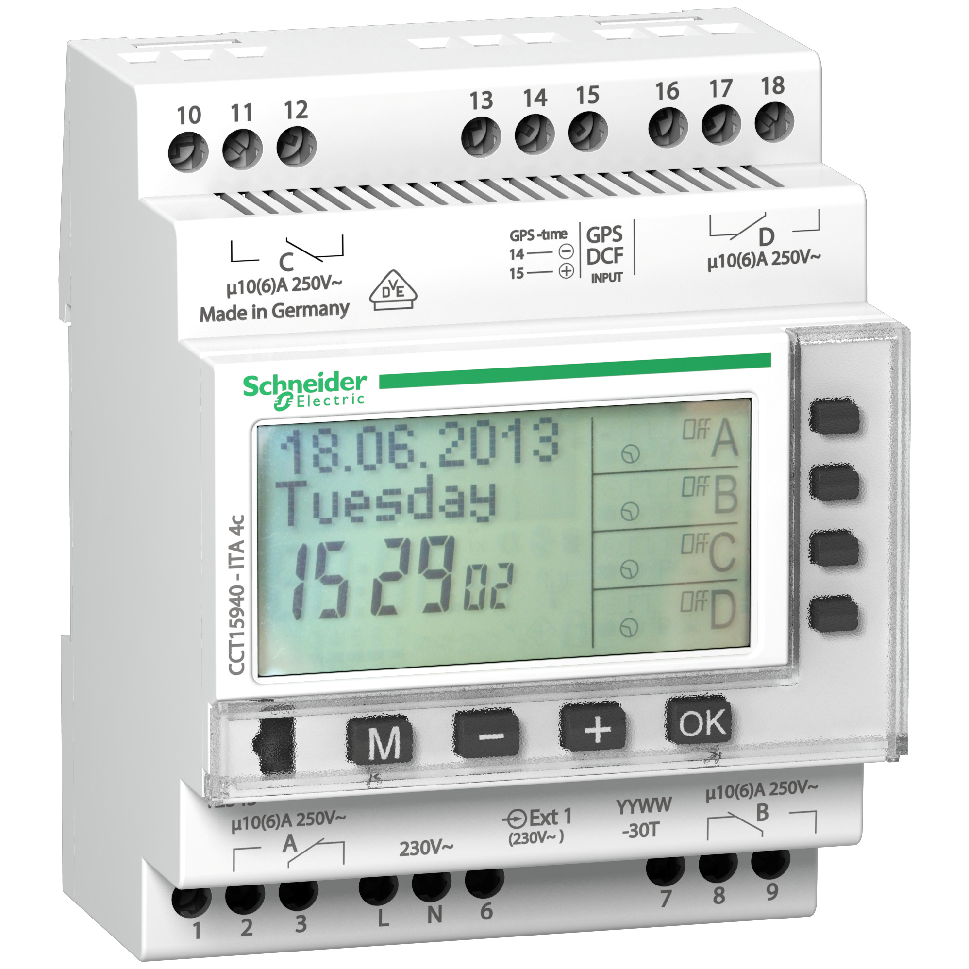 ITA: programbilni vremenski automat cetvorokanalni, 24h/7 dana/godina, 230 V AC, minimalni int. 1 min