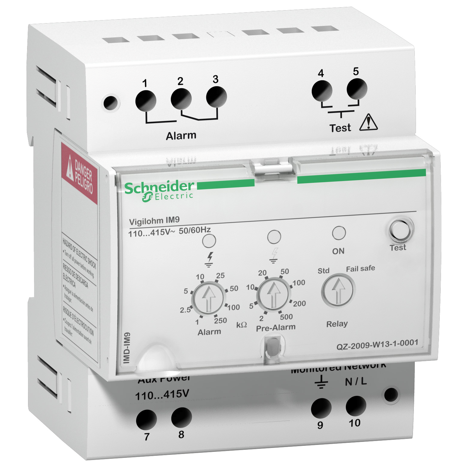 Vigilohm IM9: kontrolnik izolacije, AC IT sistem, 2...500kohm pre-alarm, 1...250kohm alarm