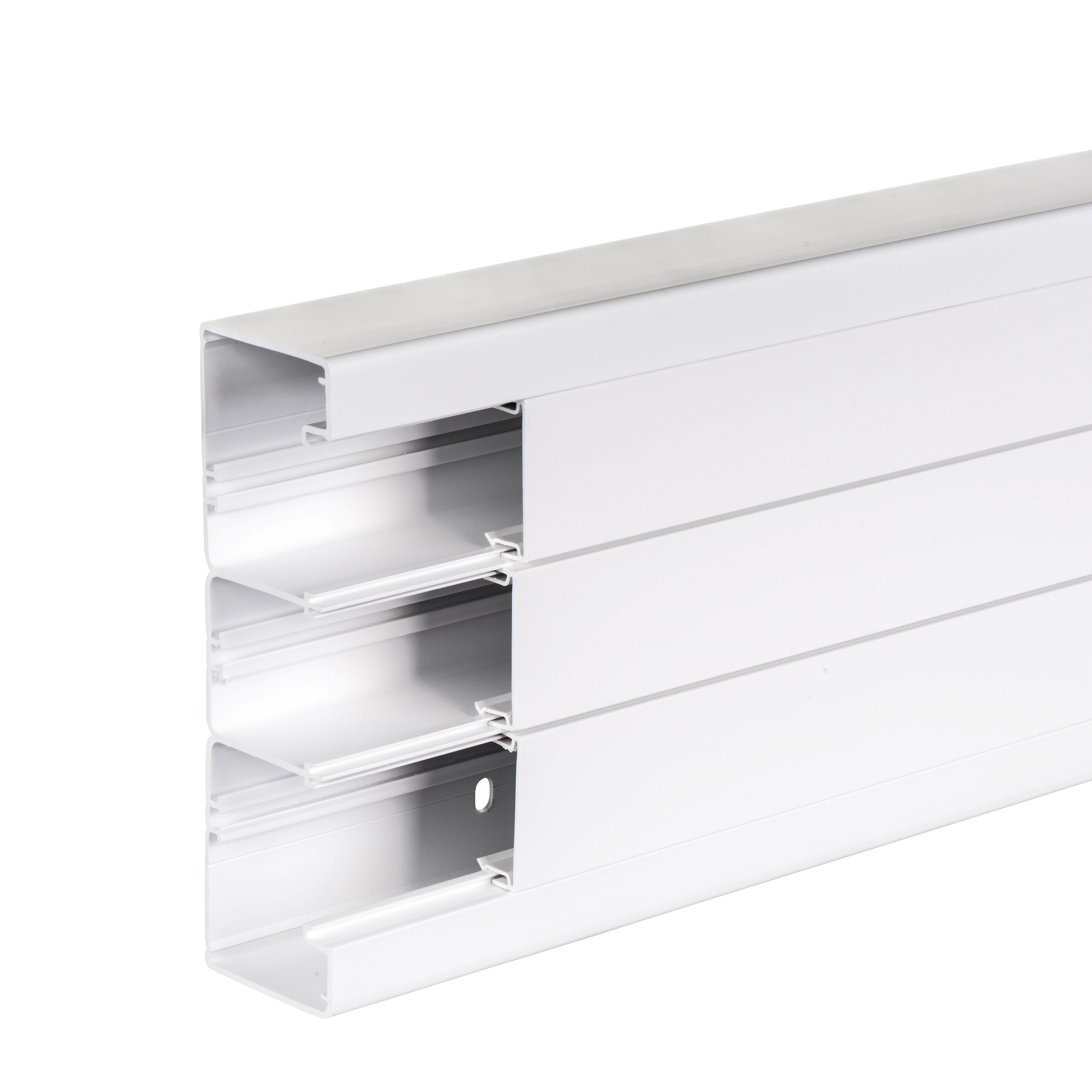 OPTILINE: parapetni razvod 185x55, trokomorni sa poklopcem,  polarno beli