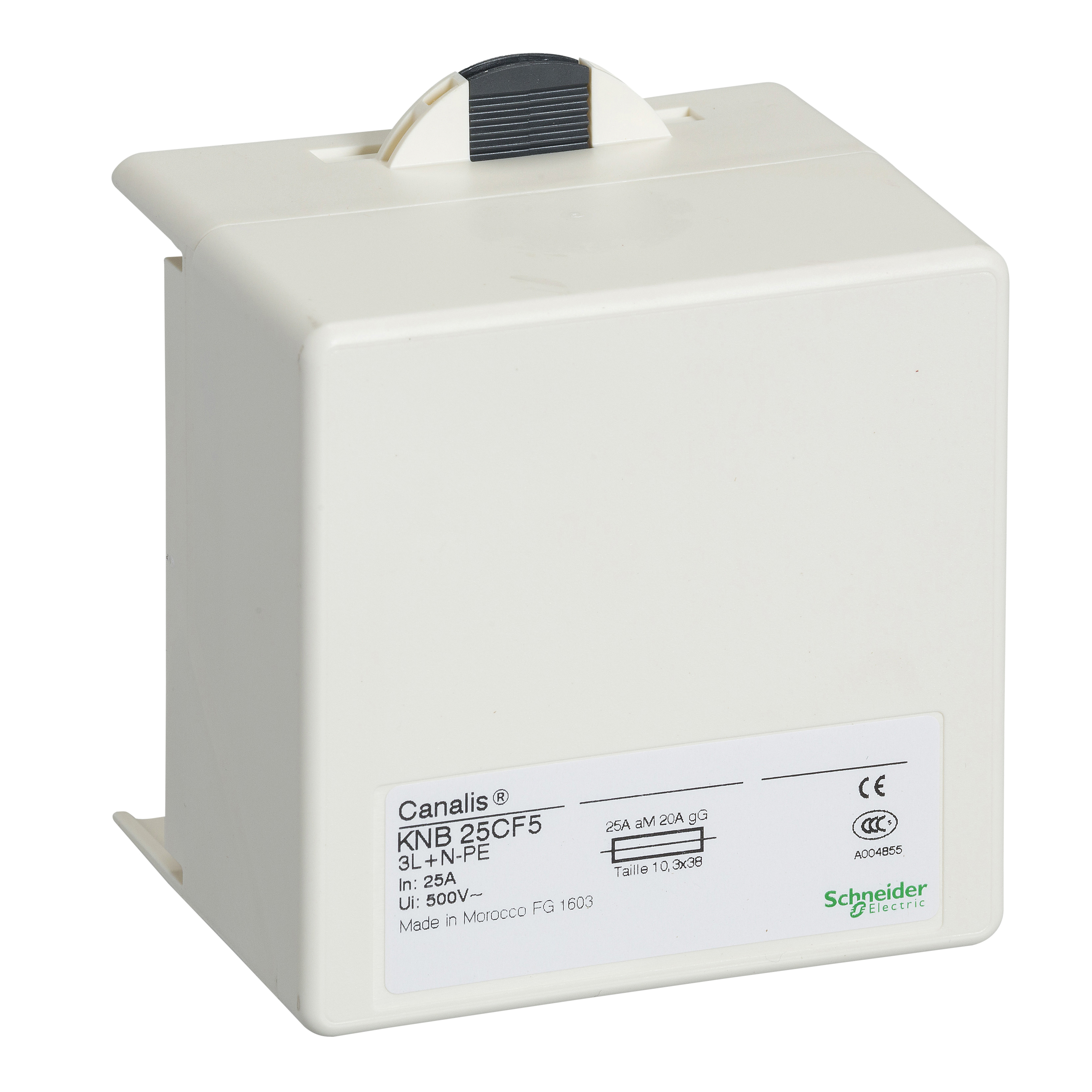 Canalis KN: Odcepna kutija 25A sa tri podnozja za cilindricne osigurace 10x38, IP55