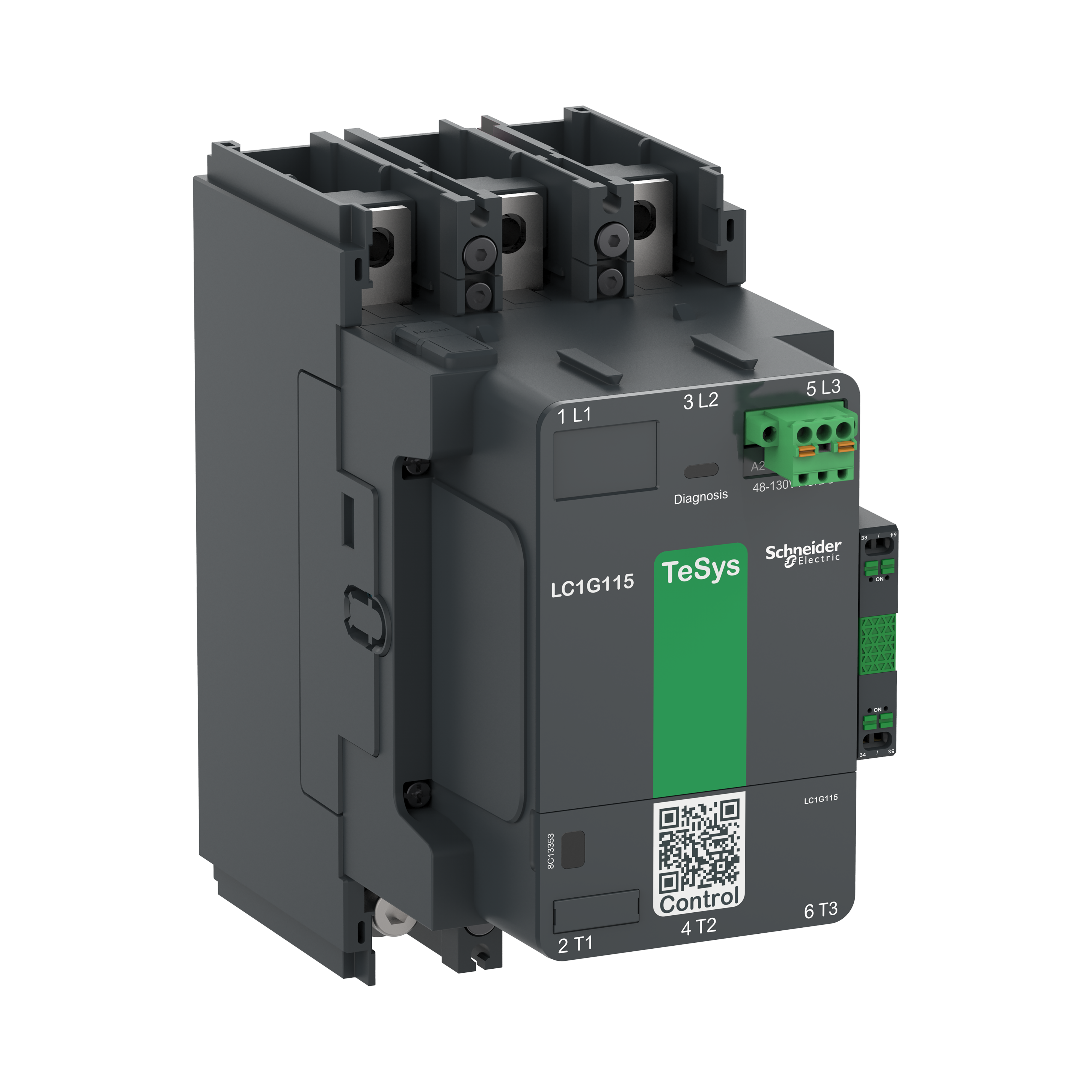 TeSys Giga: kontaktor 3P, 185A (AC-3), 305A (AC-1), kal. 100-250V AC/DC, 1NO+1NC