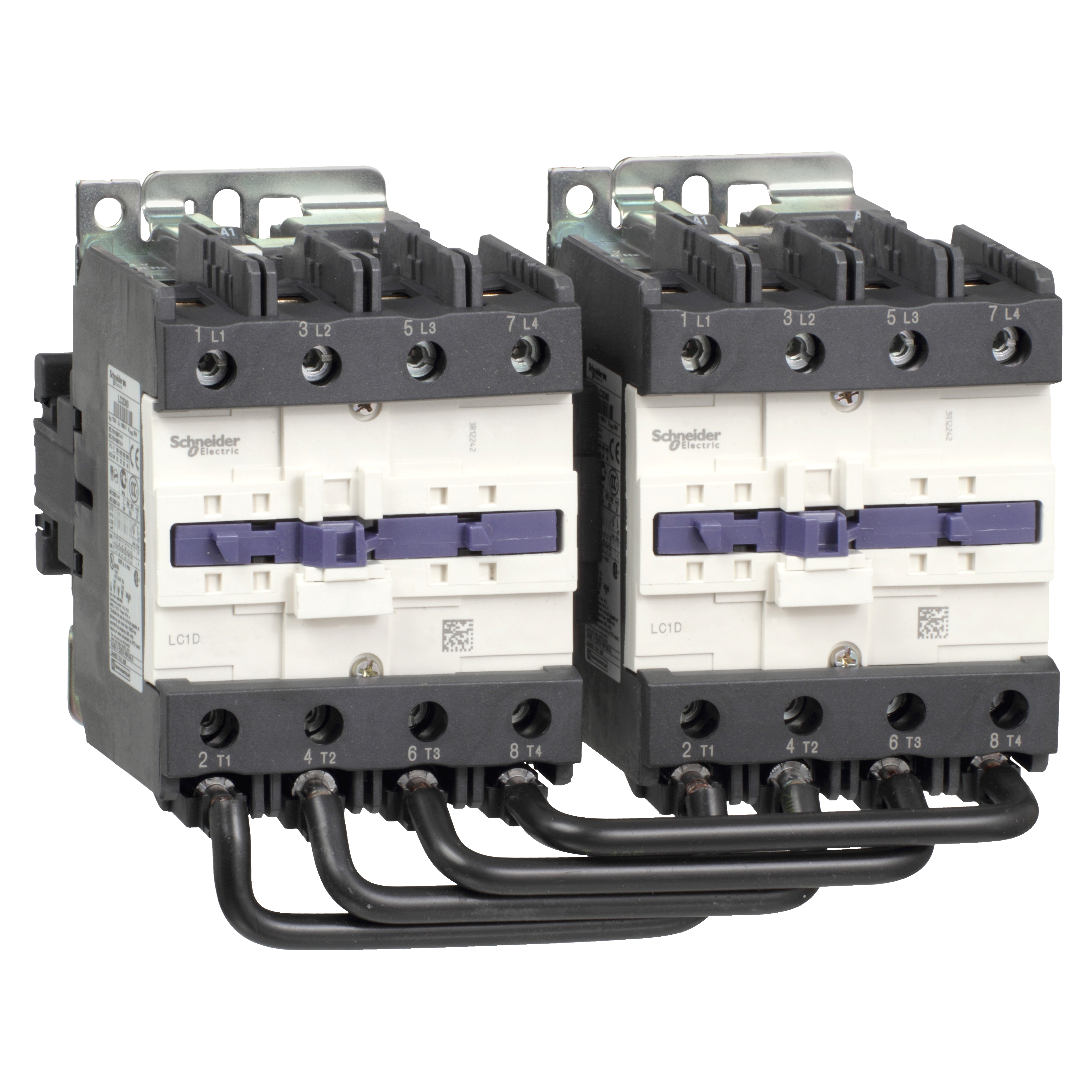 TeSys D: energetski kontaktorski par ''changeover'', blokada mehanička, 4P na zavrtanj, ožičen, 125A (AC-1), kal. 230V AC, 50/60Hz