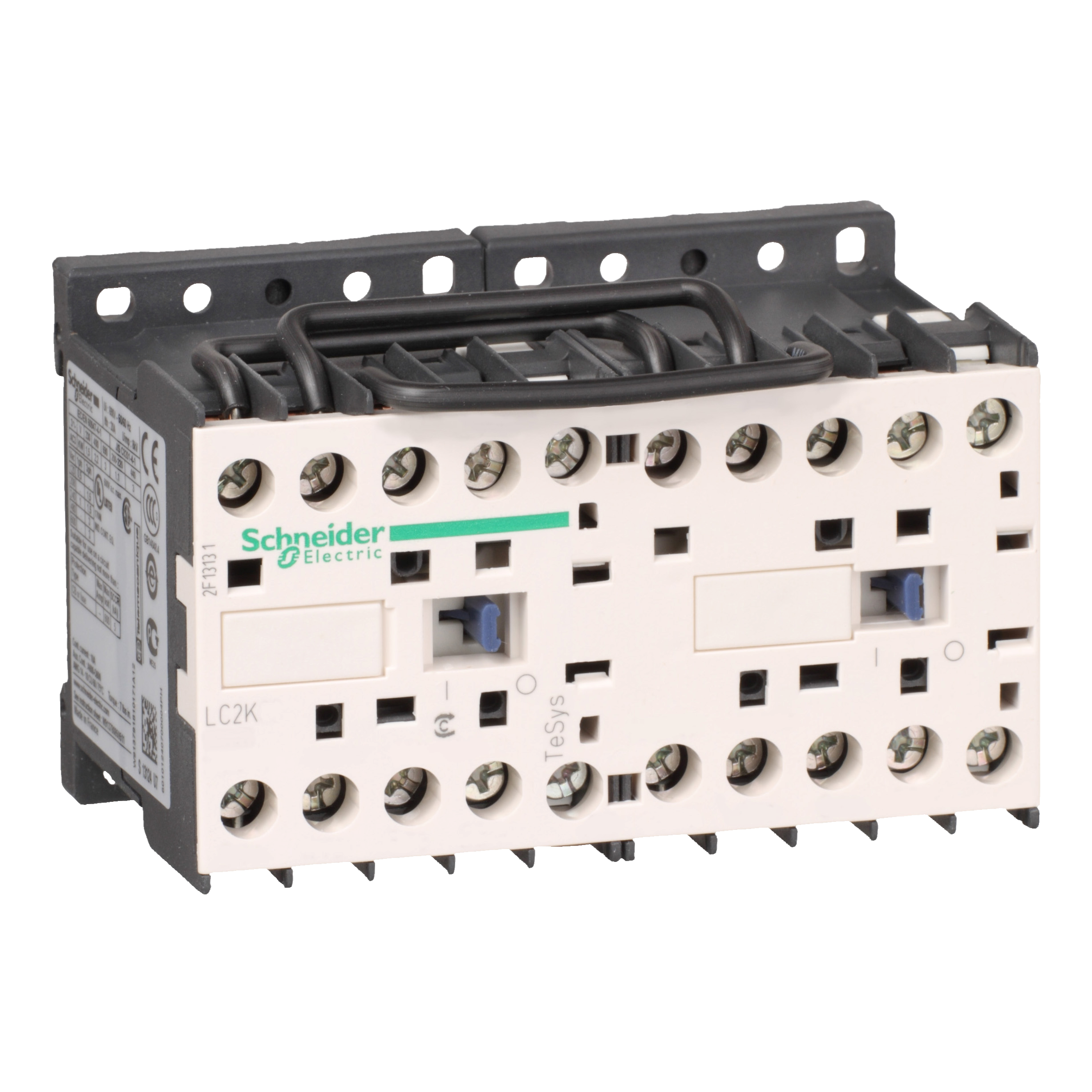 TeSys K: energetski kontaktorski par za reverziranje, blokada mehanička, 3P na zavrtanj, ožičen, 12A (AC-3), kal. 24V AC, 50/60Hz, 1NC