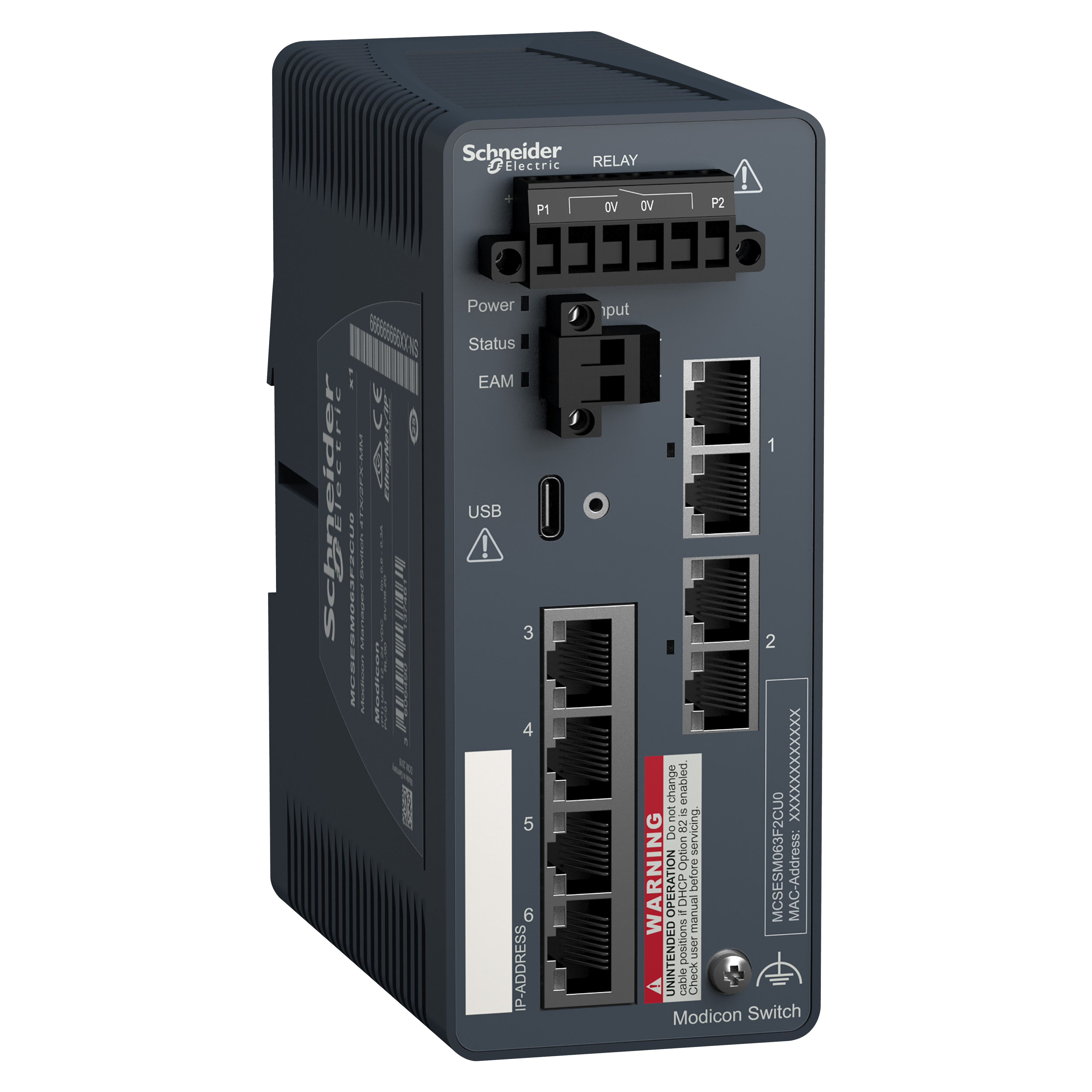 Modicon: Ethernet TCP/IP upravljivi switch - 4 porta za bakar + 2 porta za opticki kabl