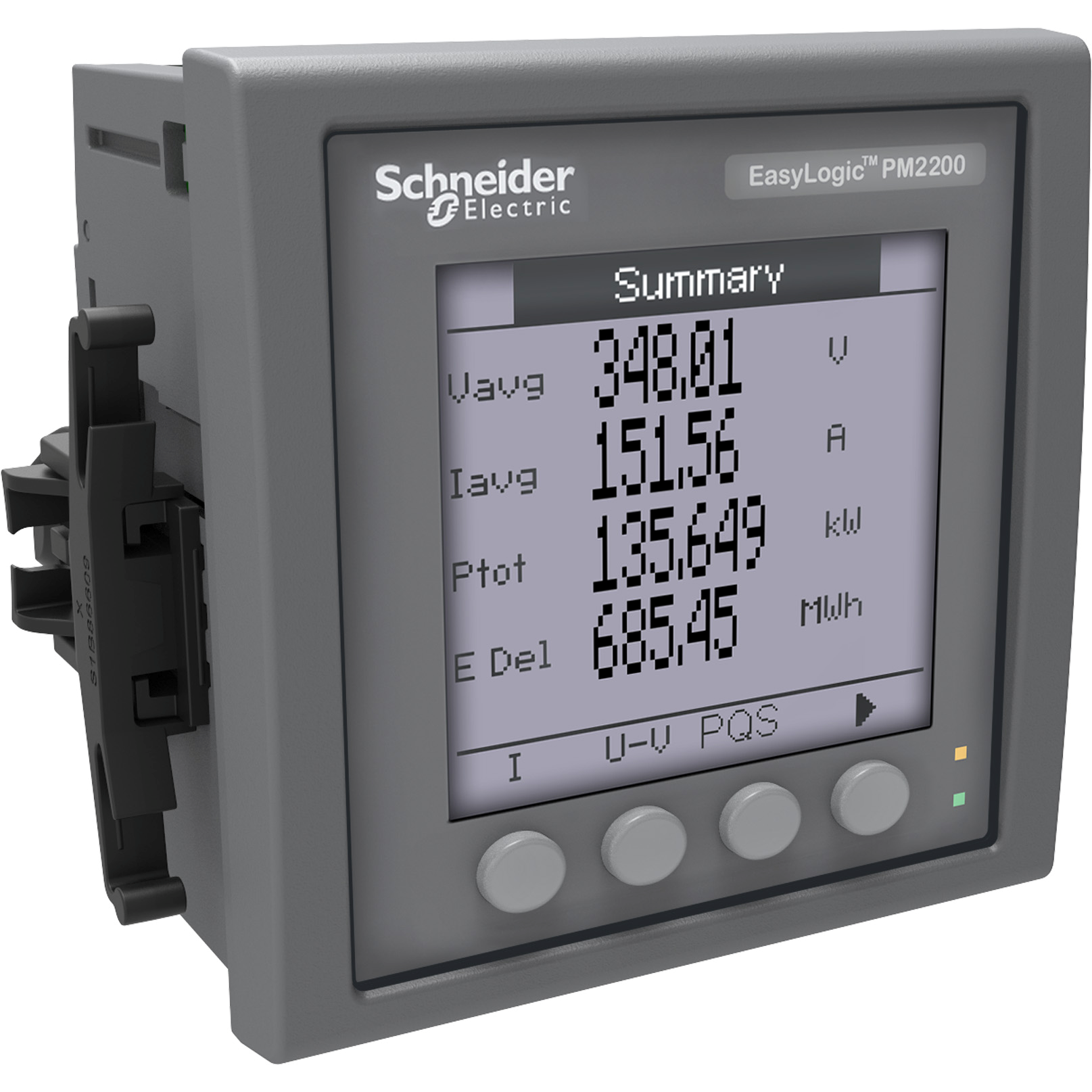 PM2220: digitalni multimetar (U, I, P, Q, S, E, cosφ, F, THD), klasa 1, LCD displej, Modbus, impulsni izvod, analiza do 15-og harmonika, 96x96mm, montaza na vrata