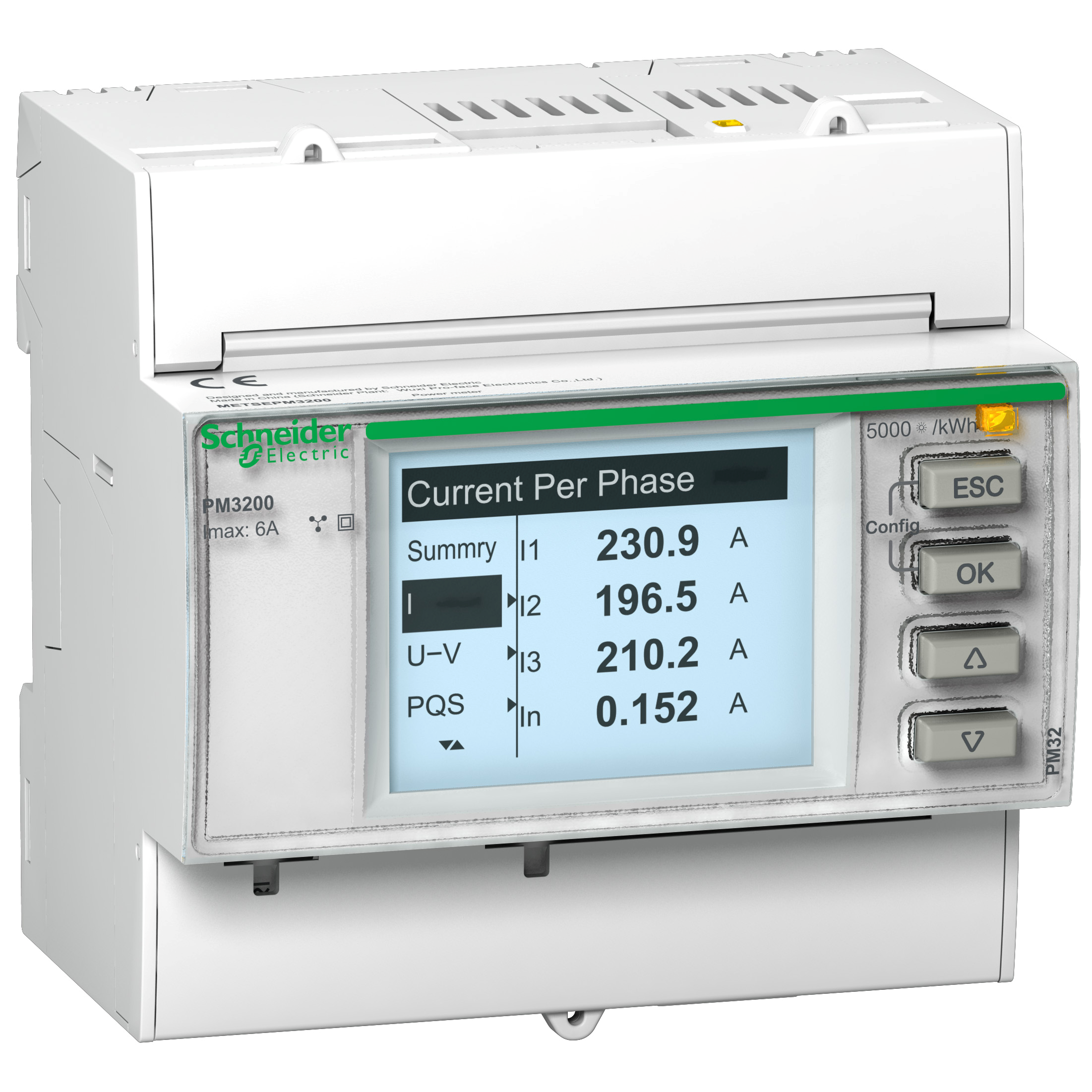 PM3200: digitalni multimetar, modularni (I, In, U, P, Q, S, E, PF, Hz)