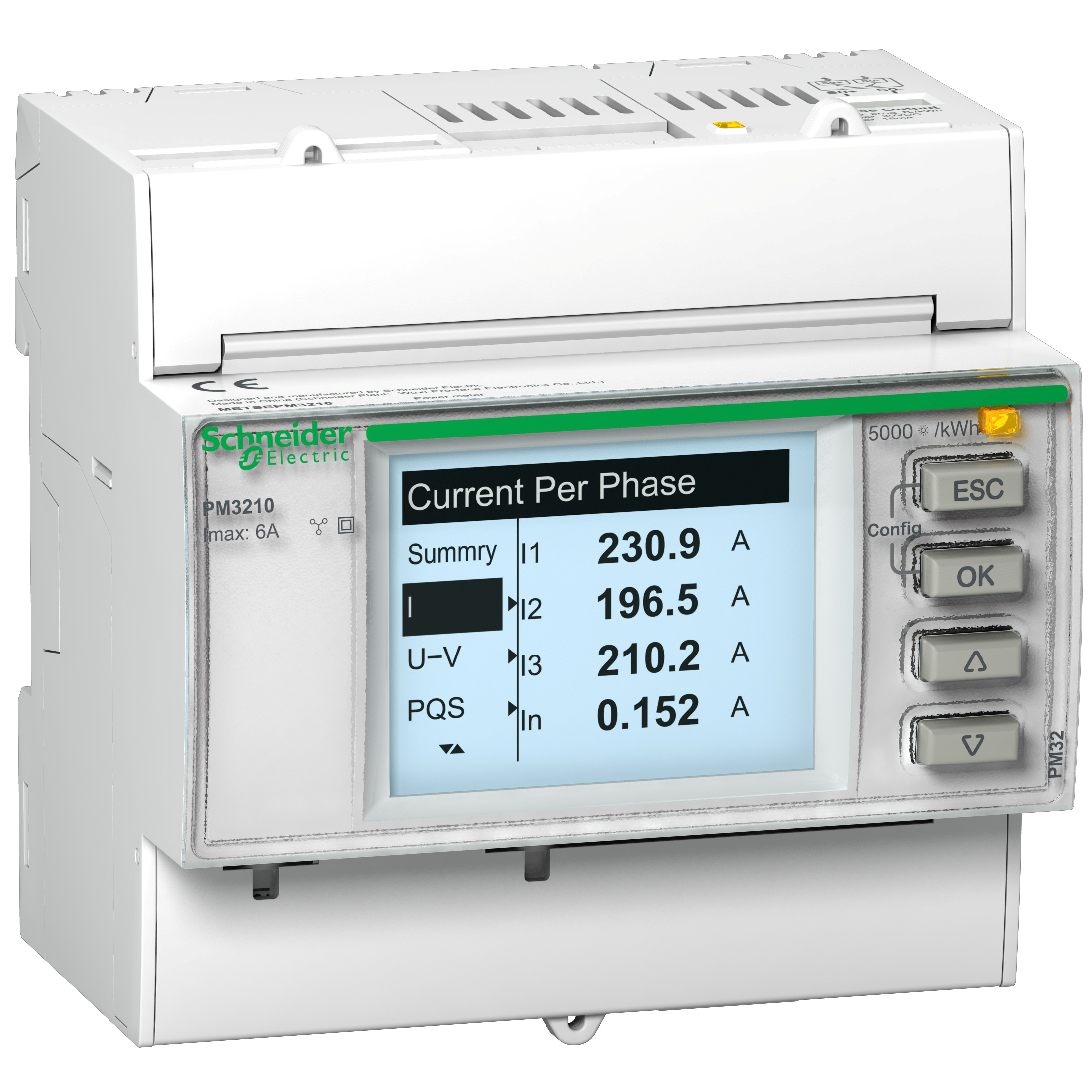 PM3210: digitalni multimetar, modularni, 1DO, impulsni izlaz (I, In, U, P, Q, S, E, PF, Hz, THD do 15-og)