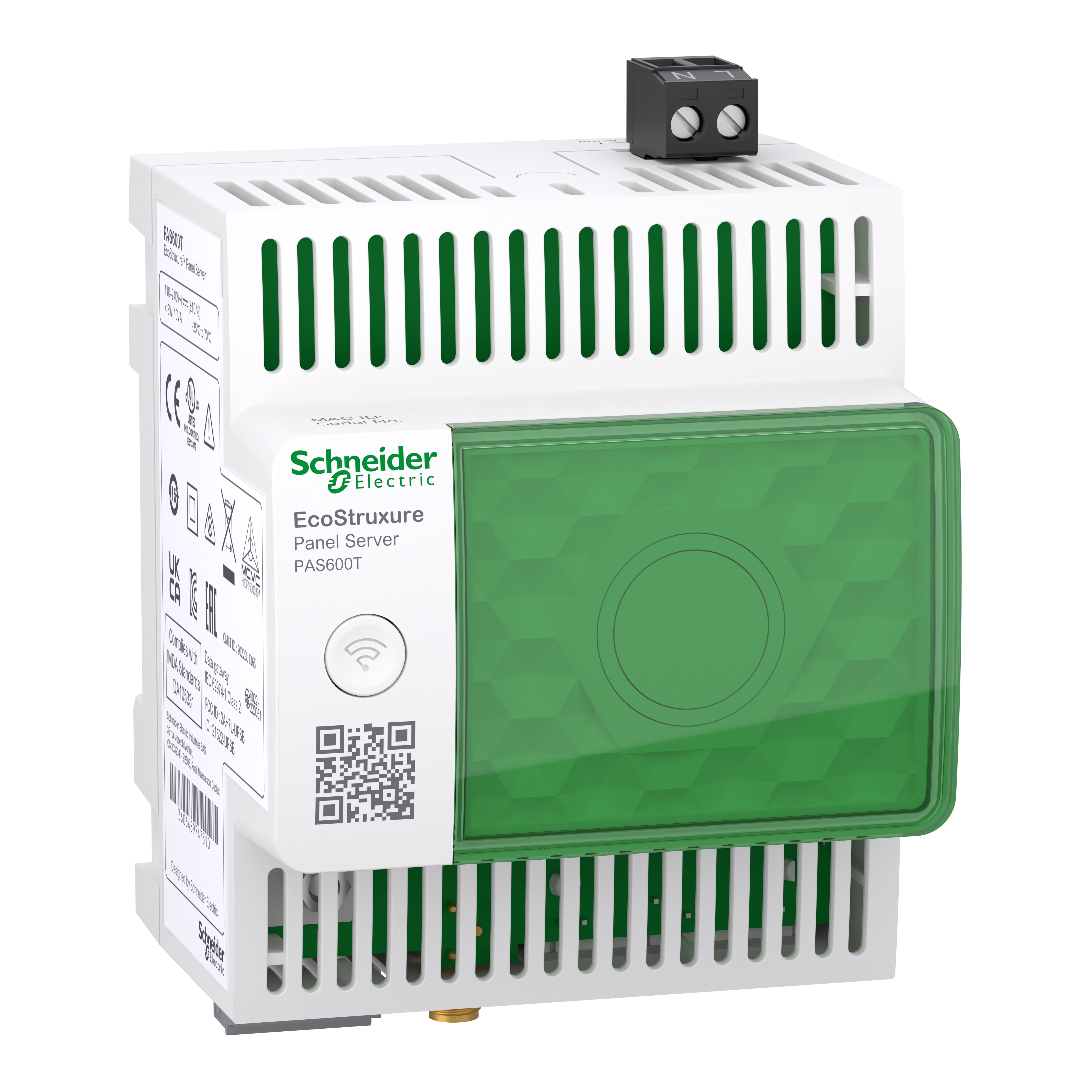 EcoStruxure: Panel Server Ethernet Gateway, univerzalni bežični koncentrator sa funkcijama Web stranice, 110-240VAC/DC