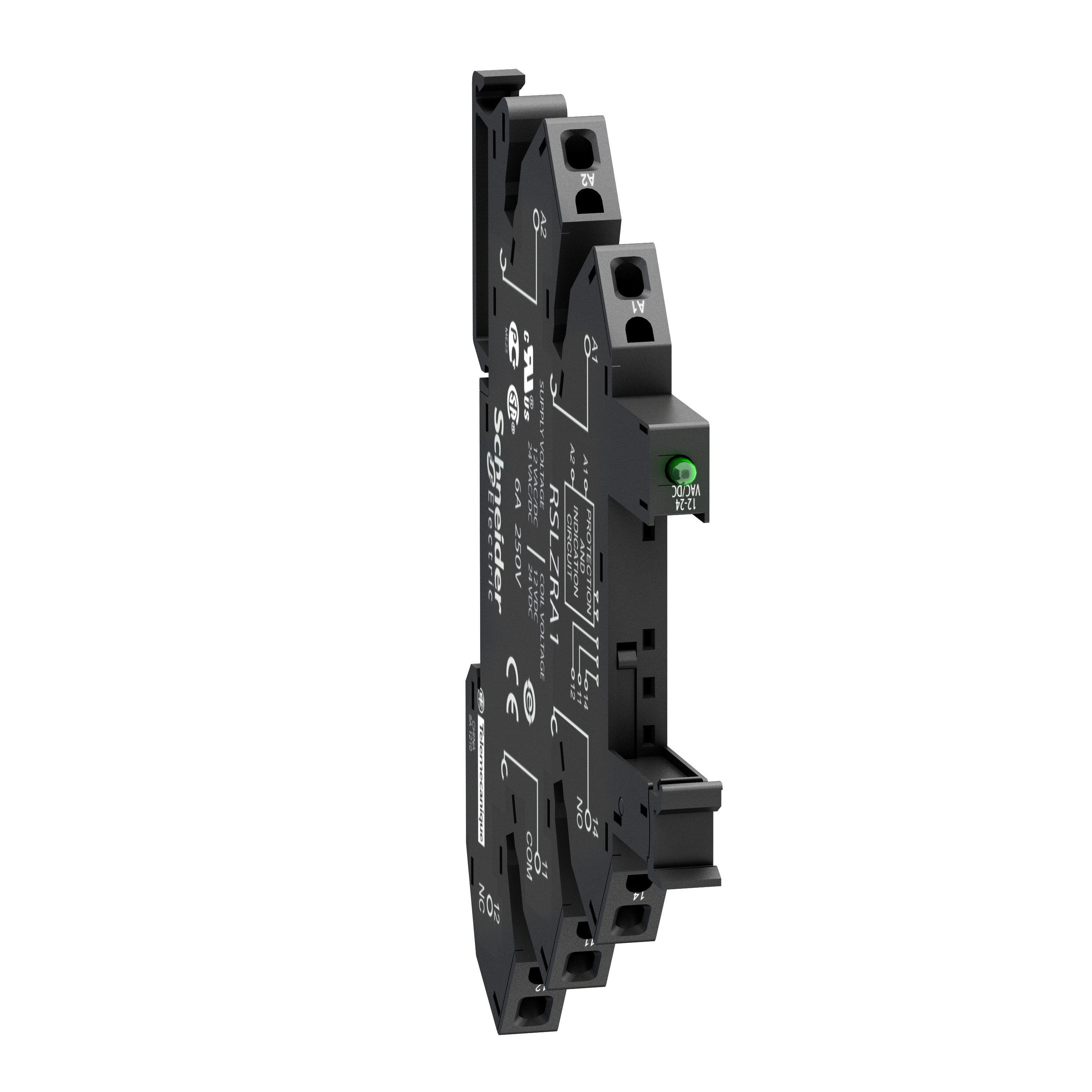 Postolje za pomocno rele RSL, sa LED i zastitnim kolom 12/24V AC/DC, konekcija oprugom