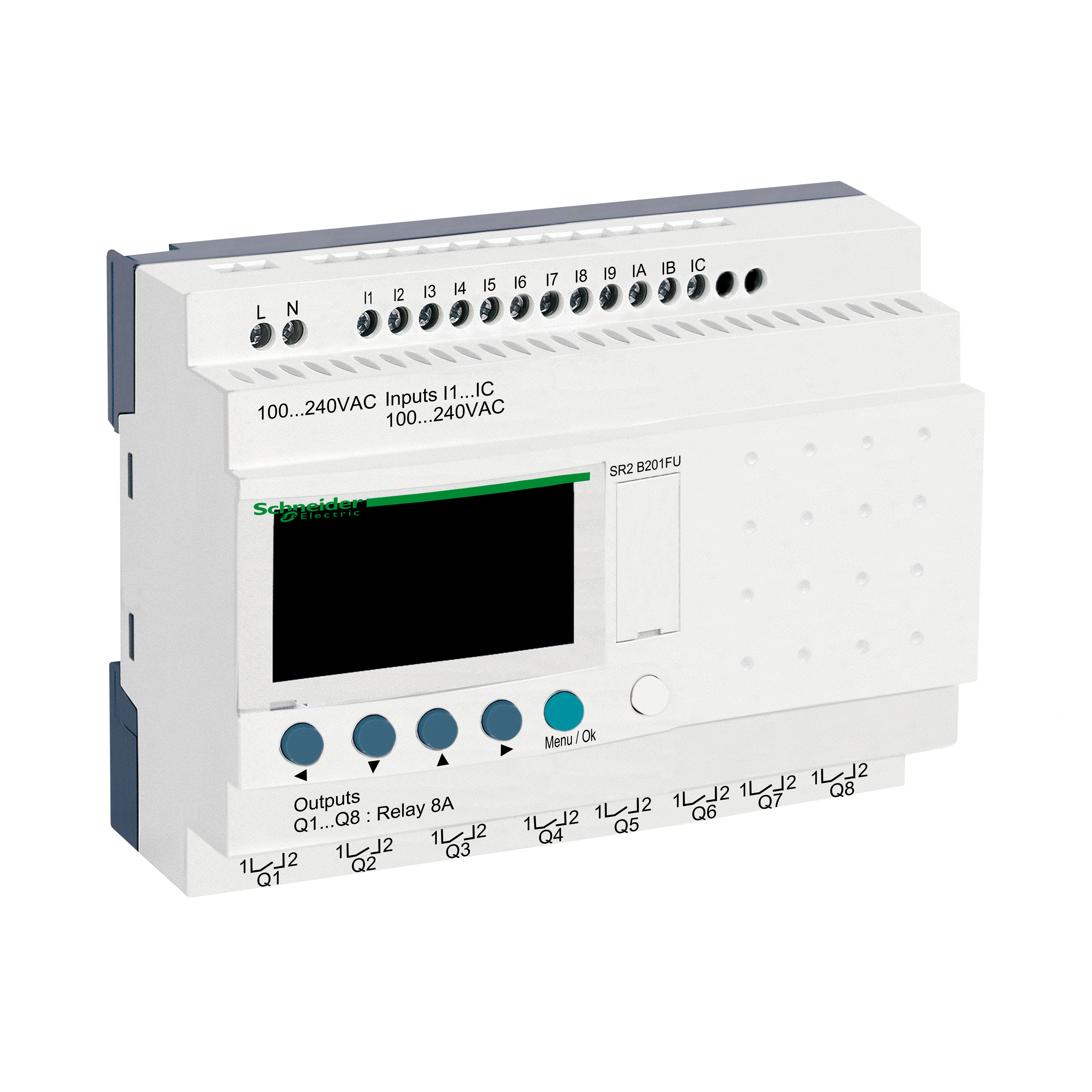 ZELIO: programabilni relej, 12 ulaza ,8 relejnih izlaza, napajanje 100...240V AC, sa displejom i satom