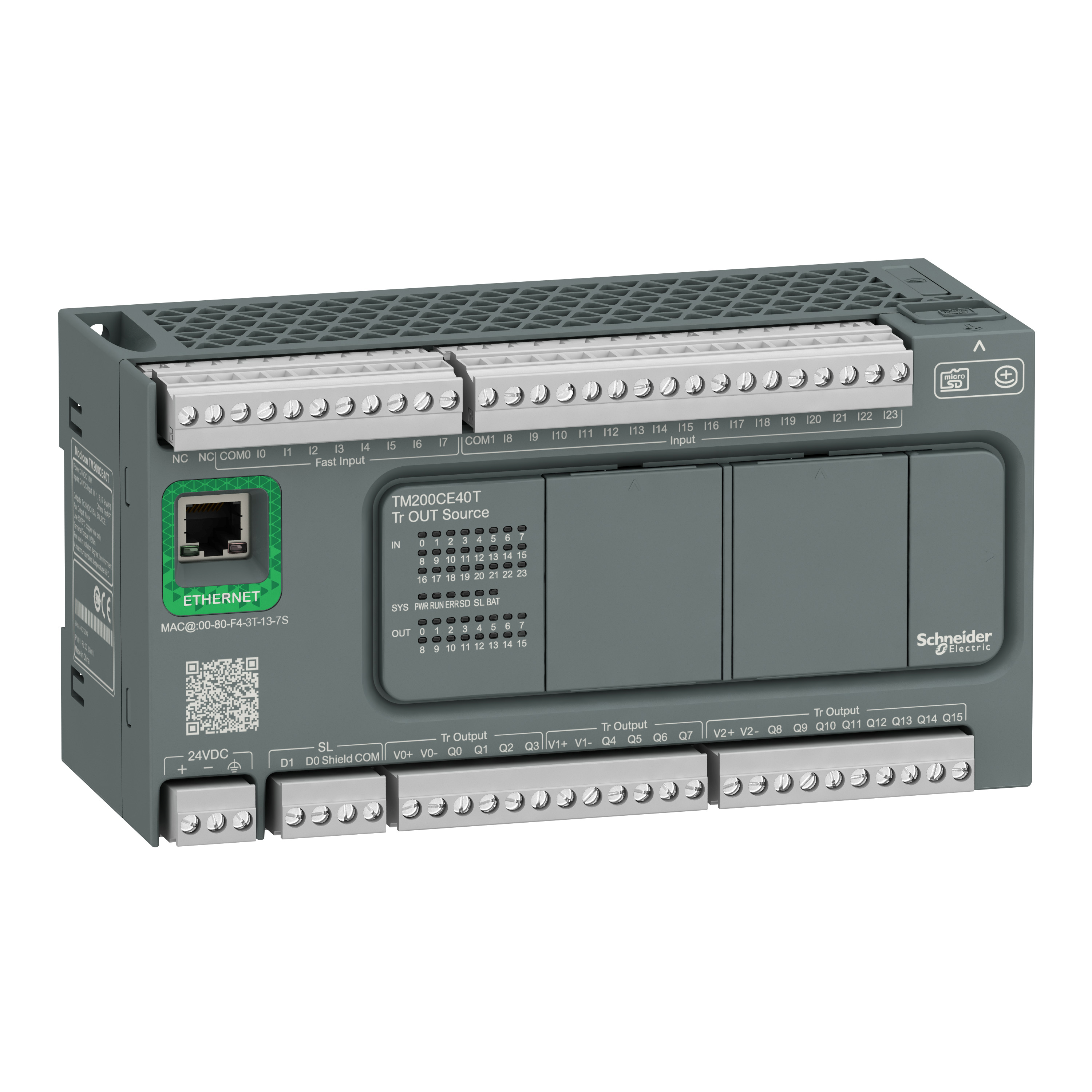 Easy Modicon: kontroler M200, 40 I/O, 24 VDC, SOURCE+ Ethernet