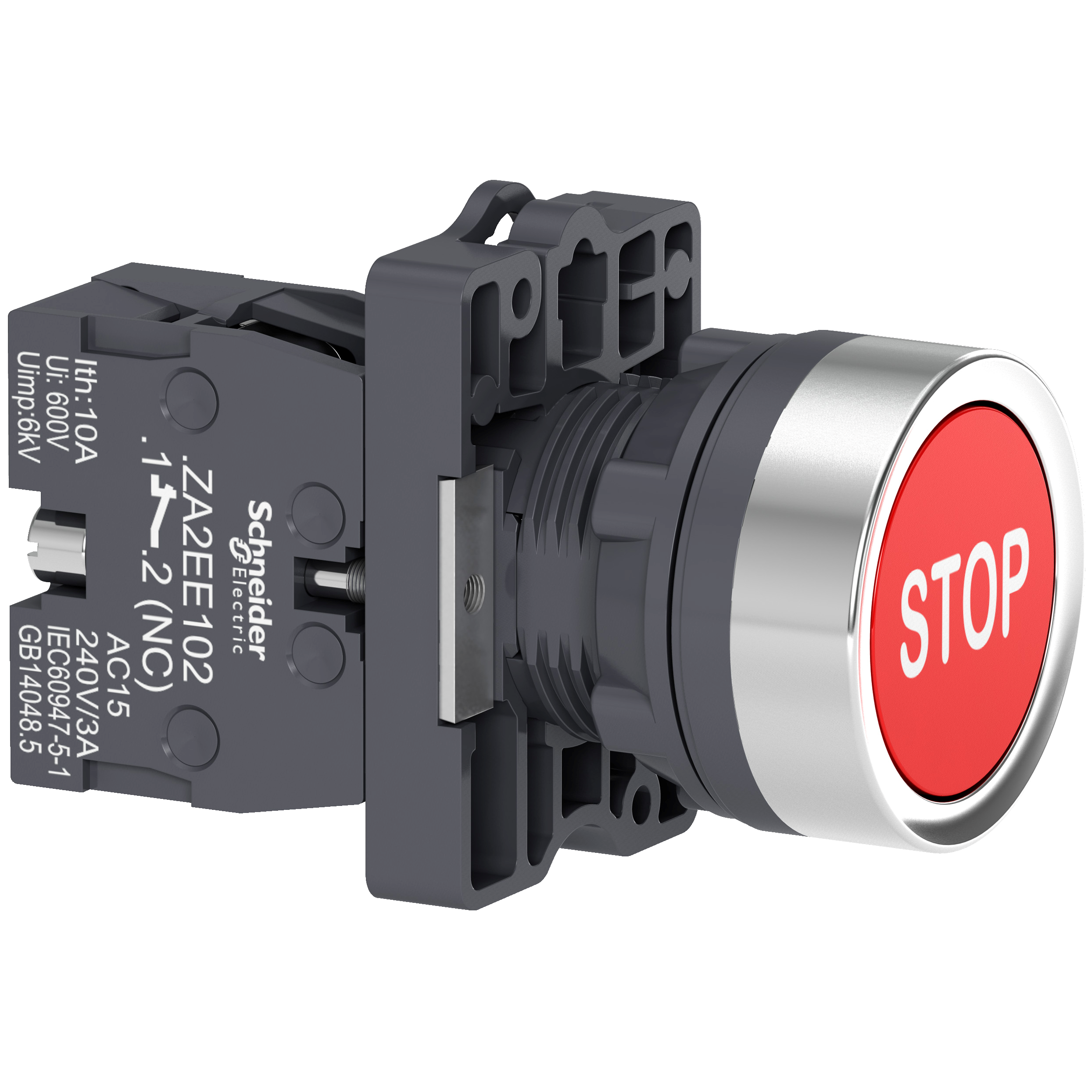 Easy Harmony XA2: Taster sa povratkom fi 22, plastični, sa oznakom "STOP", okrugli, crveni, 1NC, IP65