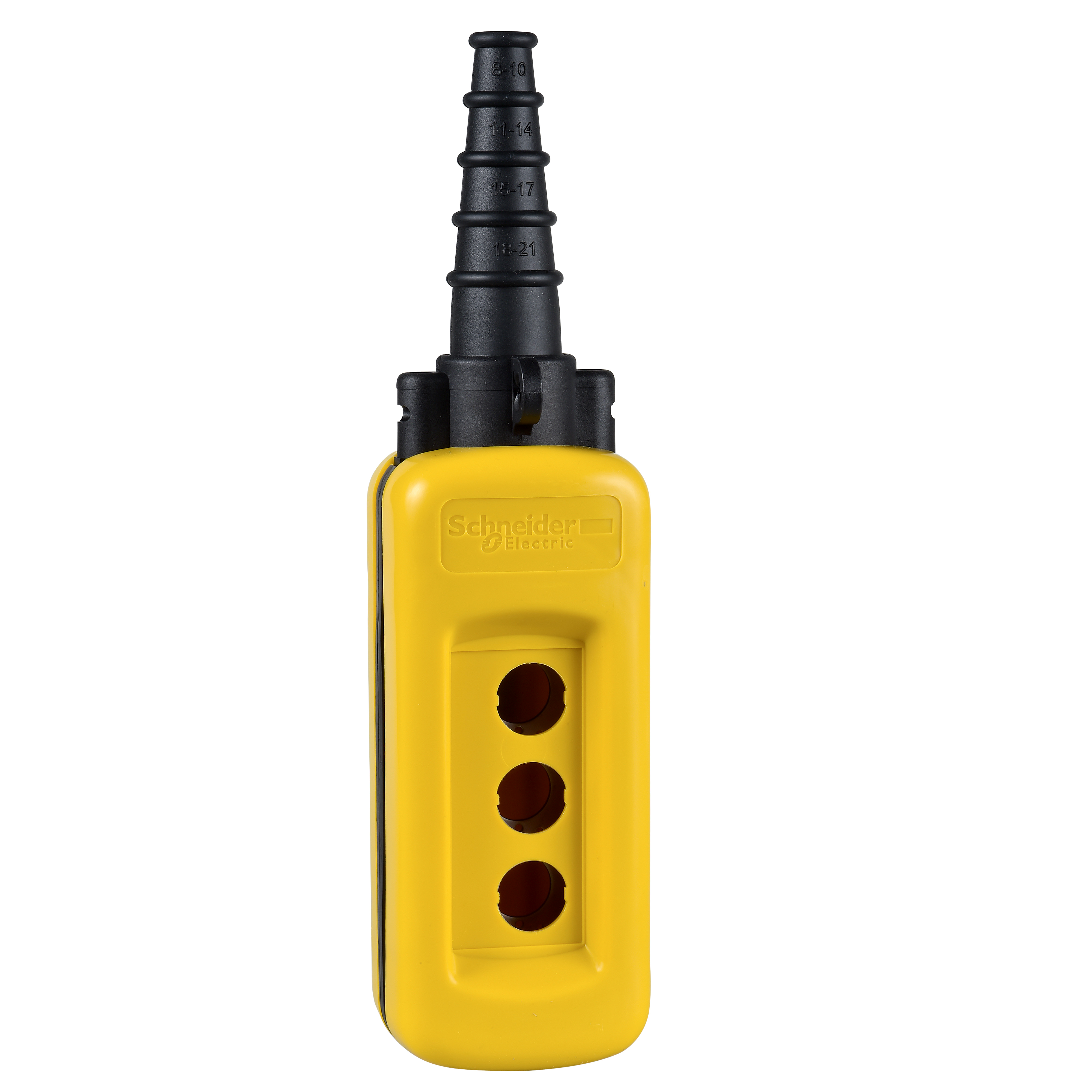 Harmony XACA: Viseće kućište, za indirektnu komandu, polypropylen, žuto, tri otvora, zaštitni uvodnik Ø8...26mm, IP65