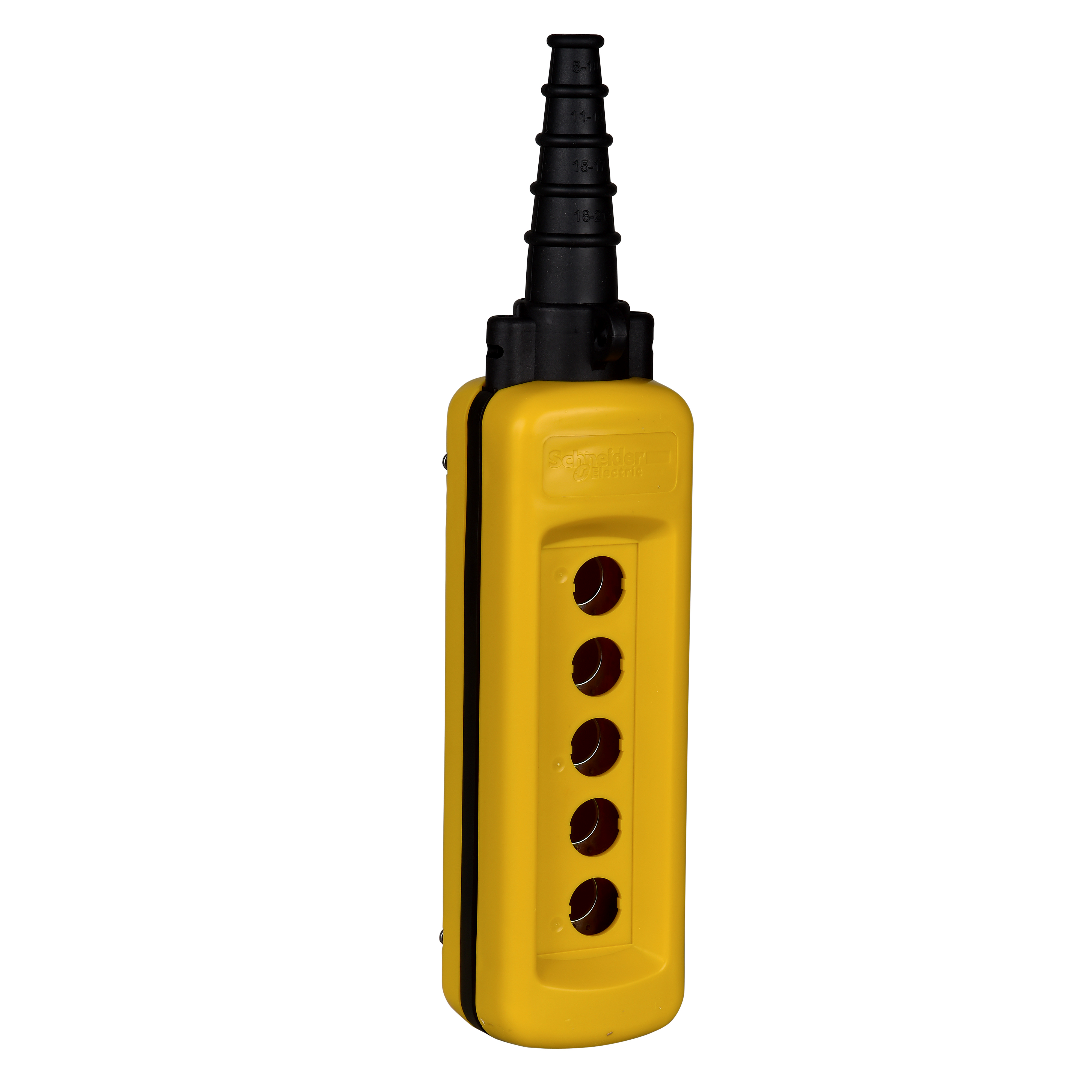 Harmony XACA: Viseće kućište, za indirektnu komandu, polypropylen, žuto, pet otvora, zaštitni uvodnik Ø8...26mm, IP65