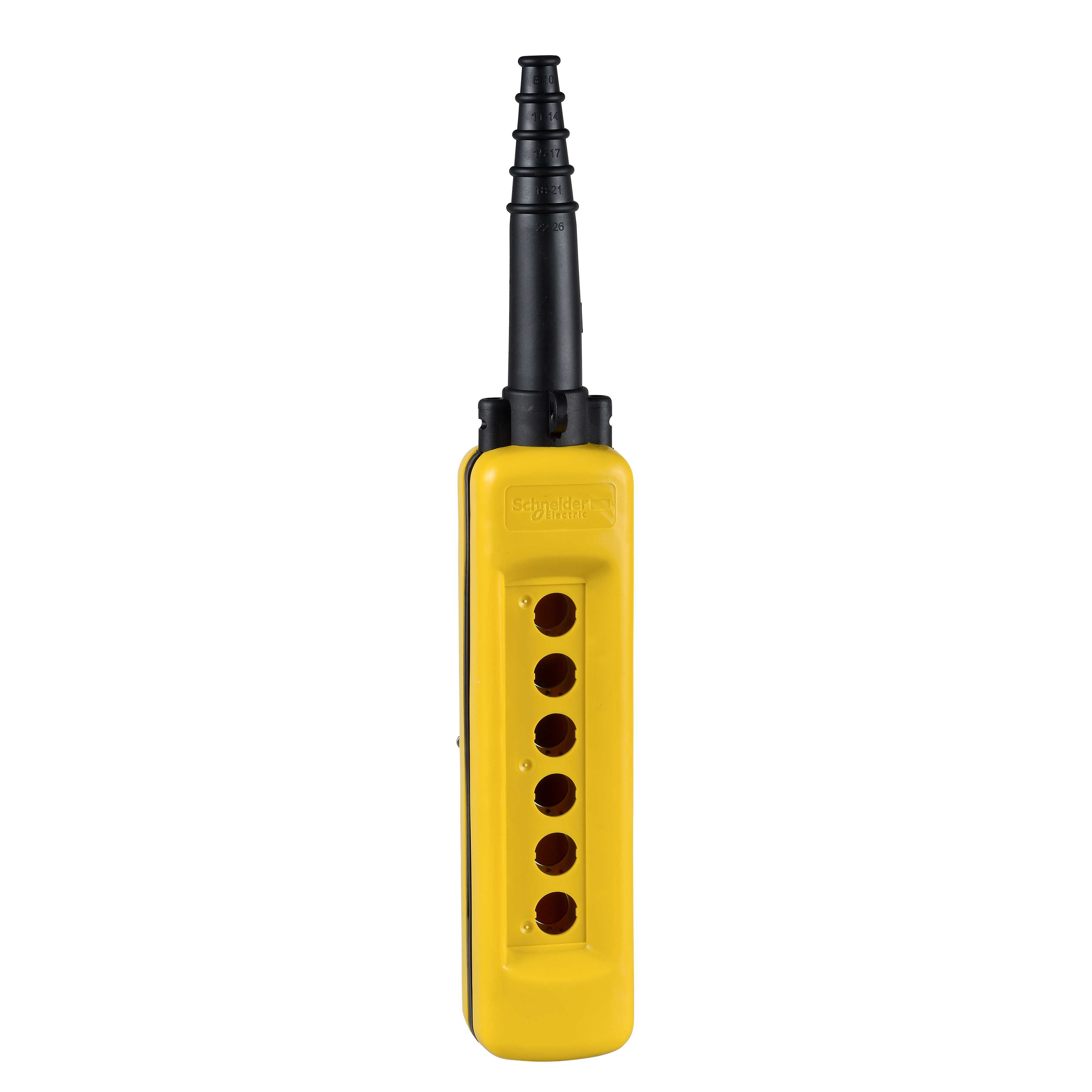 Harmony XACA: Viseće kućište, za indirektnu komandu, polypropylen, žuto, šest otvora, zaštitni uvodnik Ø8...26mm, IP65