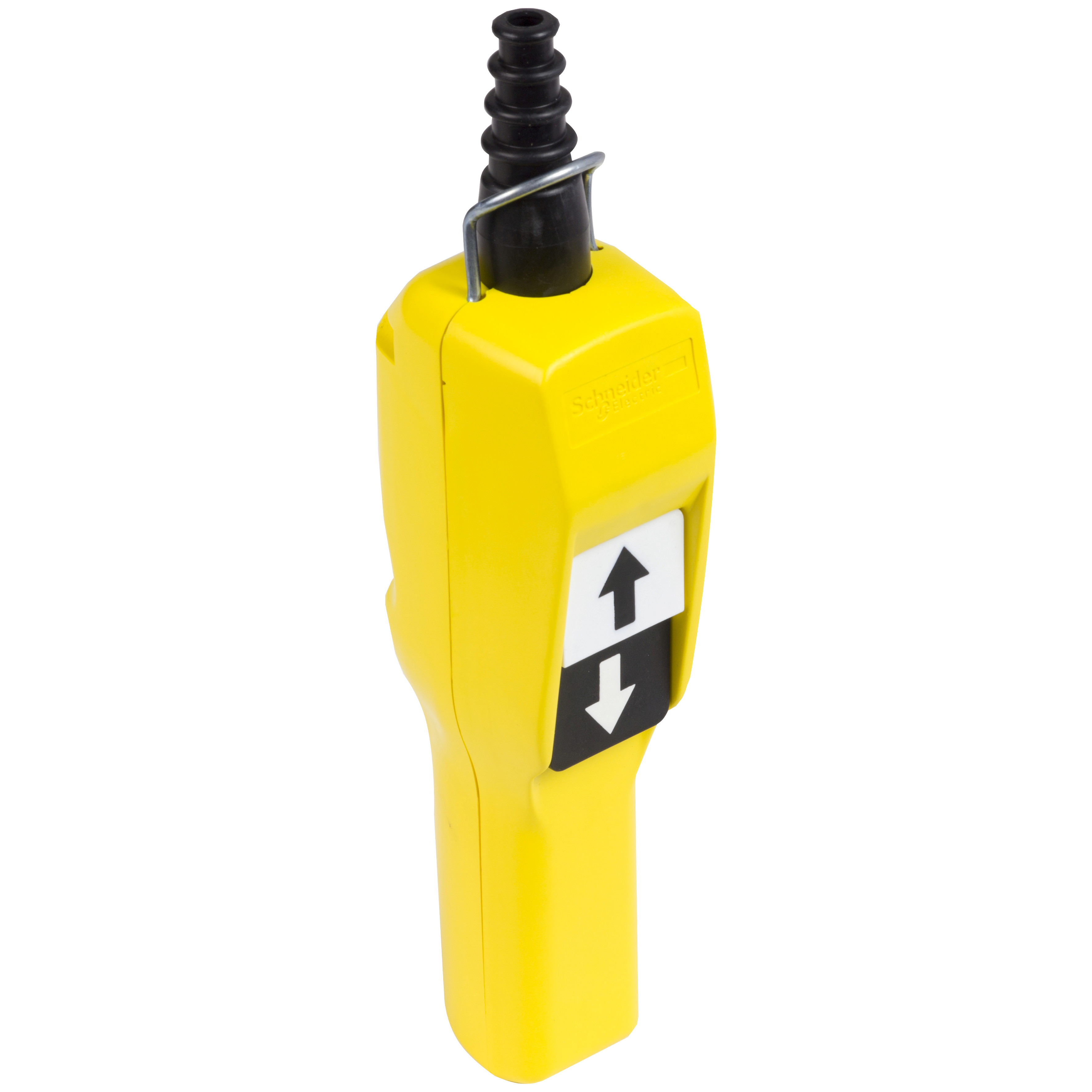 Harmony XACA: Viseća kombinacija za jednobrzinske motore, indirektna komanda, žuta, drška, dva tastera, 2x(1NO), mehanička blokada, zaštitni uvodnik Ø7...15mm, IP65