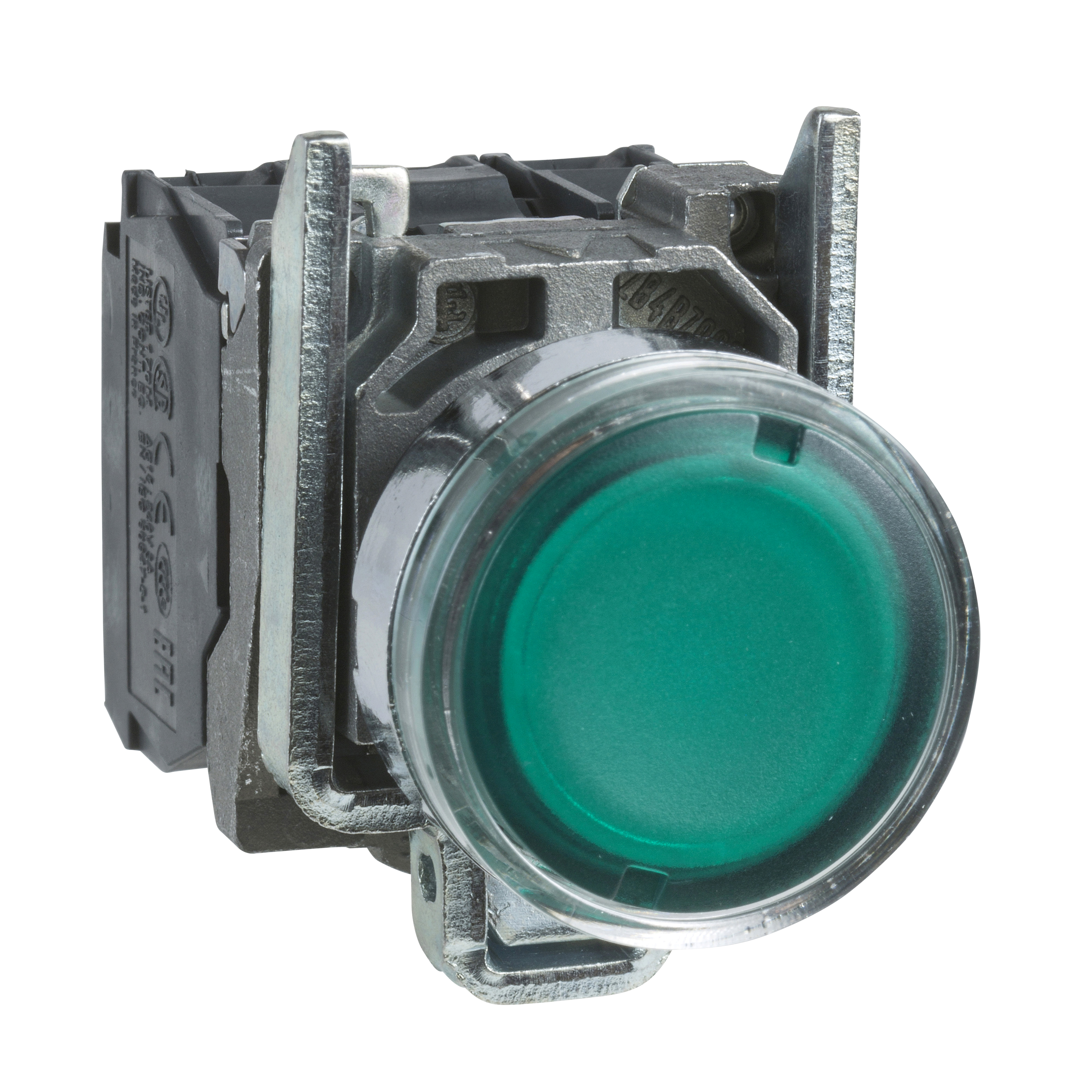 Harmony 4: Taster svetleći LED 230...240V AC, fi 22, okrugli, sa povratkom, ravan, zeleni, 1NO+1NC, IP 66