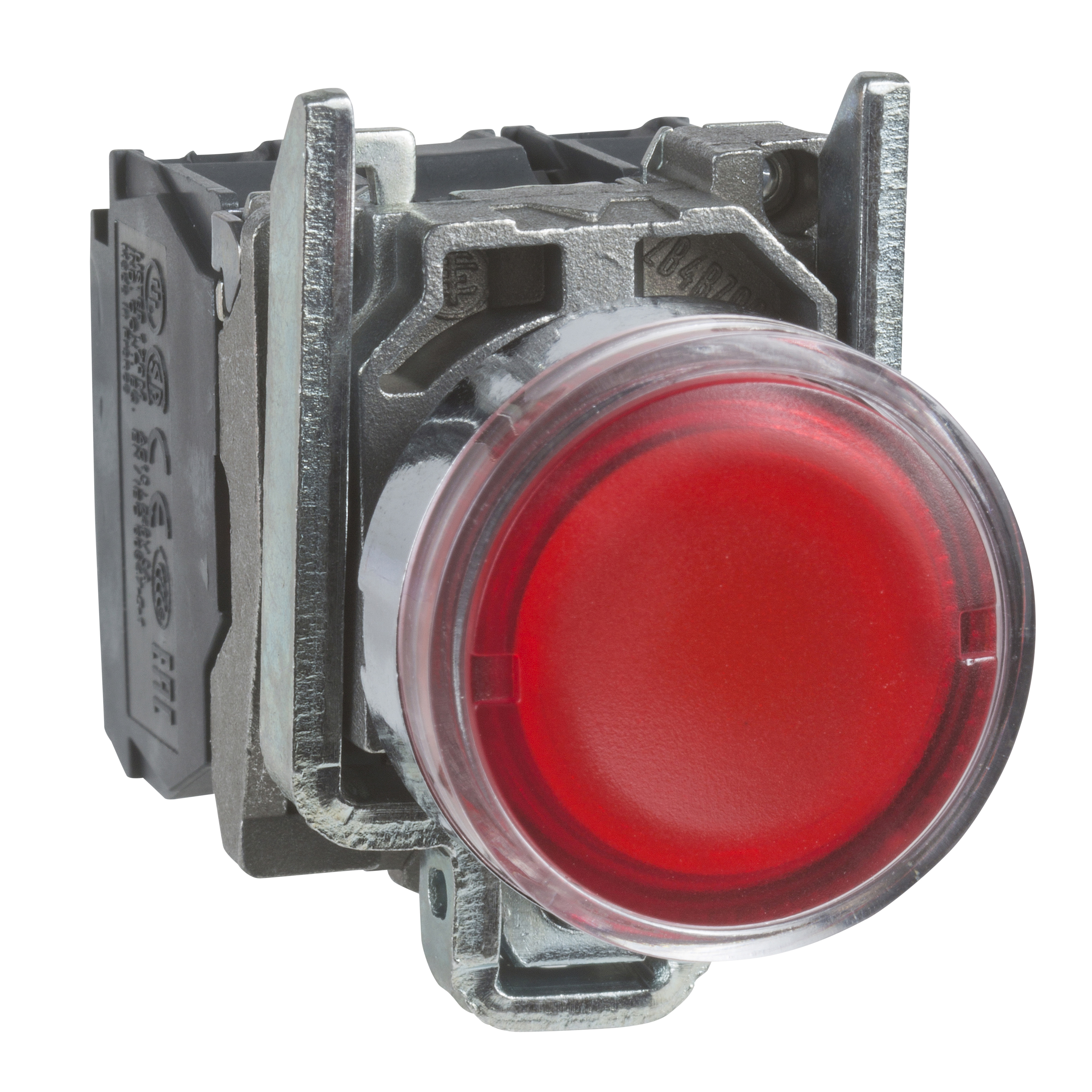Harmony 4: Taster svetleci LED 48...120V AC, fi 22, okrugli, sa povratkom, ravan, crveni, 1NO+1NC, IP 66